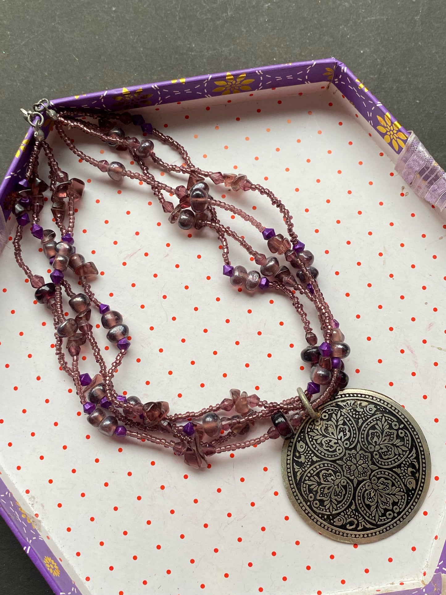 Bohemian Multi-Strand Beaded Necklace with Statement Pendant