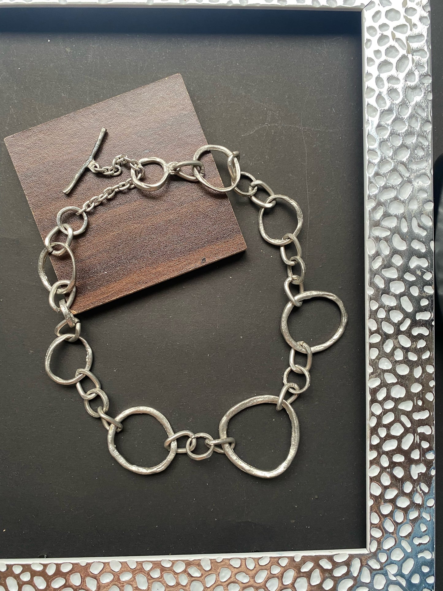 Handcrafted Rustic Silver Link Necklace