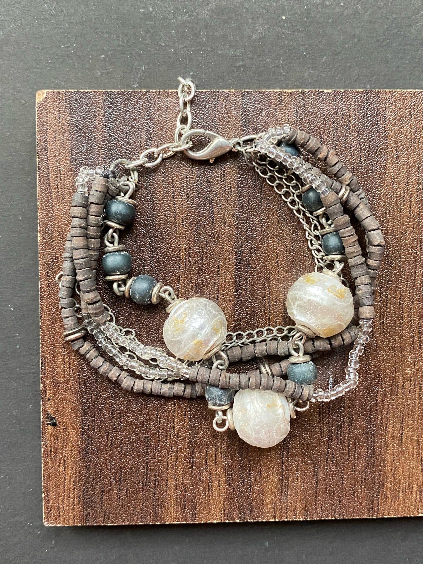 Handcrafted Multi-Layer Beaded Bracelet & Handcrafted Multi-Layer Necklace with Matching Earrings