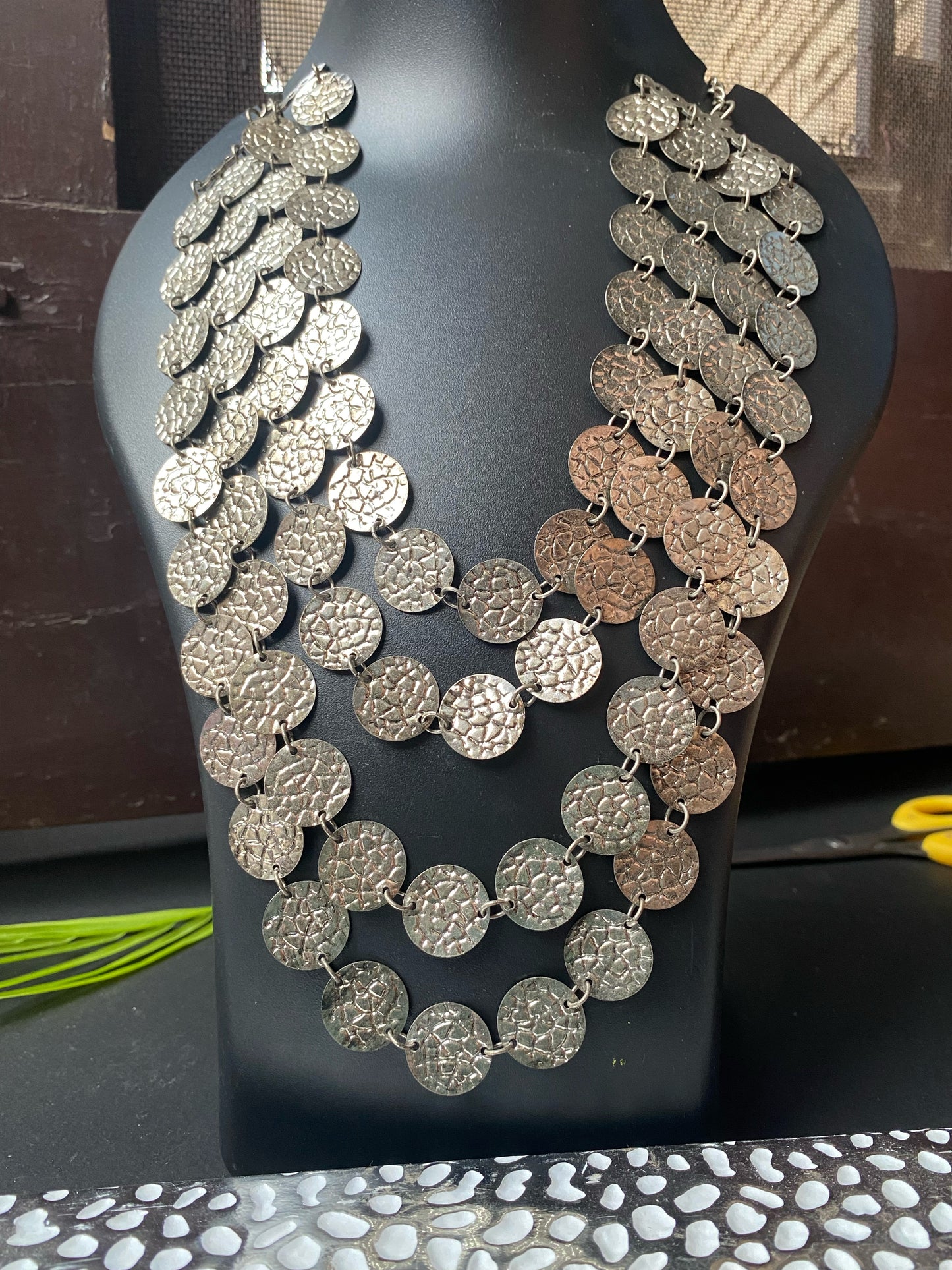 Handcrafted Silver-Toned Coin Statement Necklace