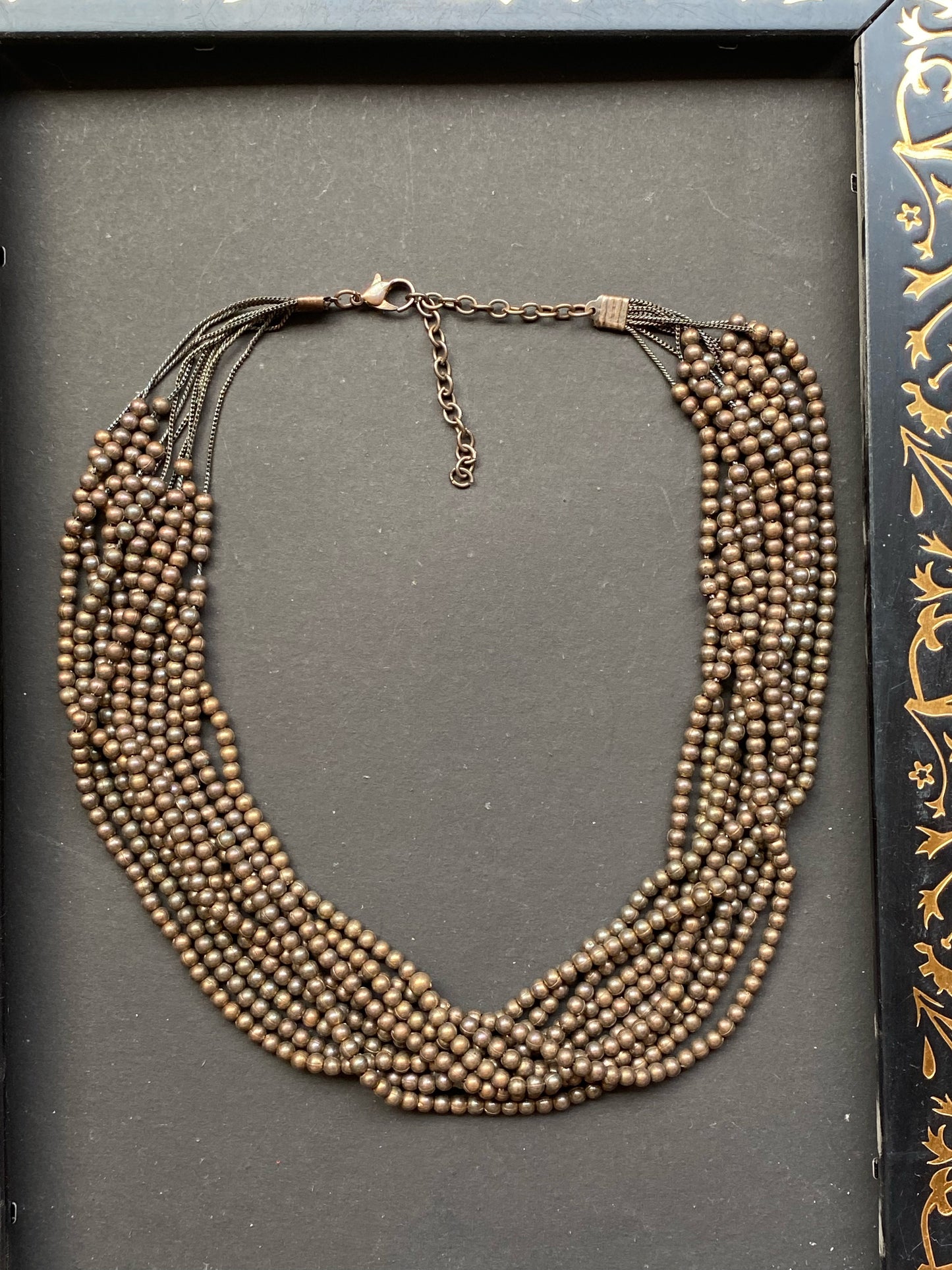 Antique Bronze Multi-Strand Beaded Necklace
