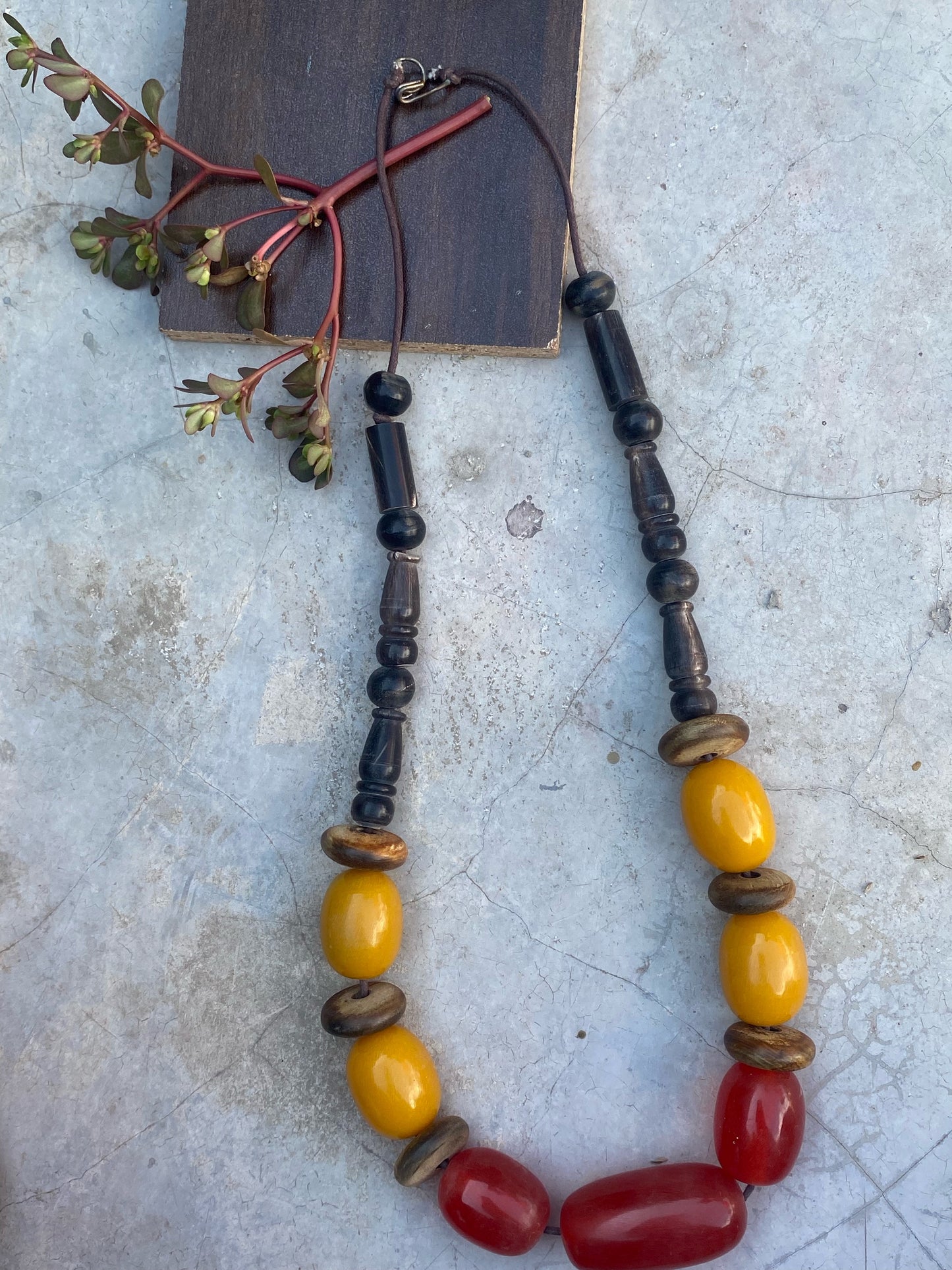 Bold Earthtone Tribal Beaded Necklace