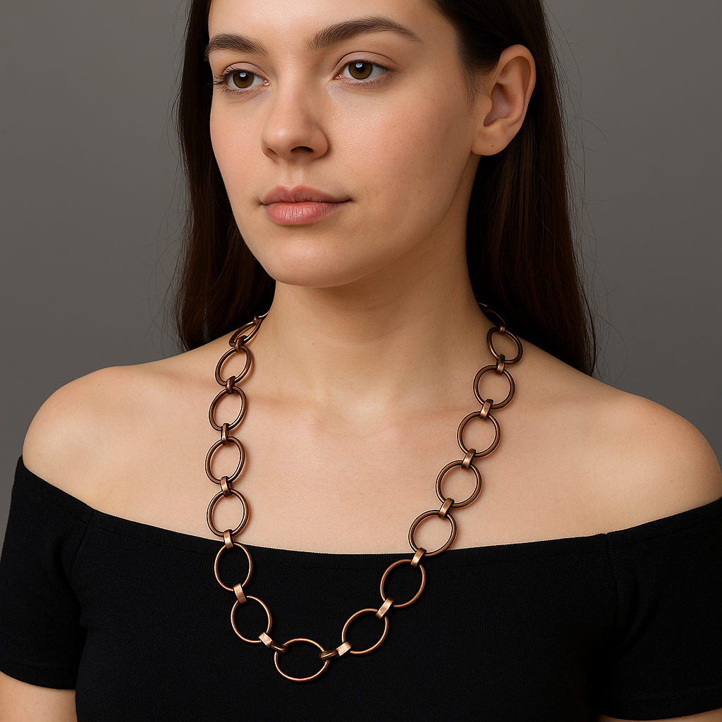 Antique Copper Oval-Link Necklace