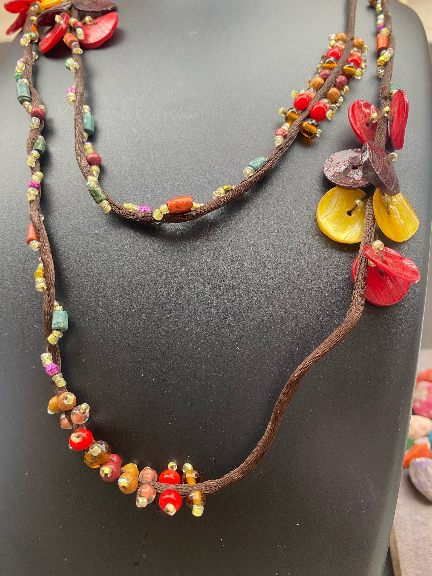 Boho Multicolor Shell & Bead Layered Necklace