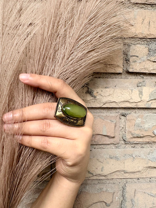 Vintage Green Stone Statement Ring