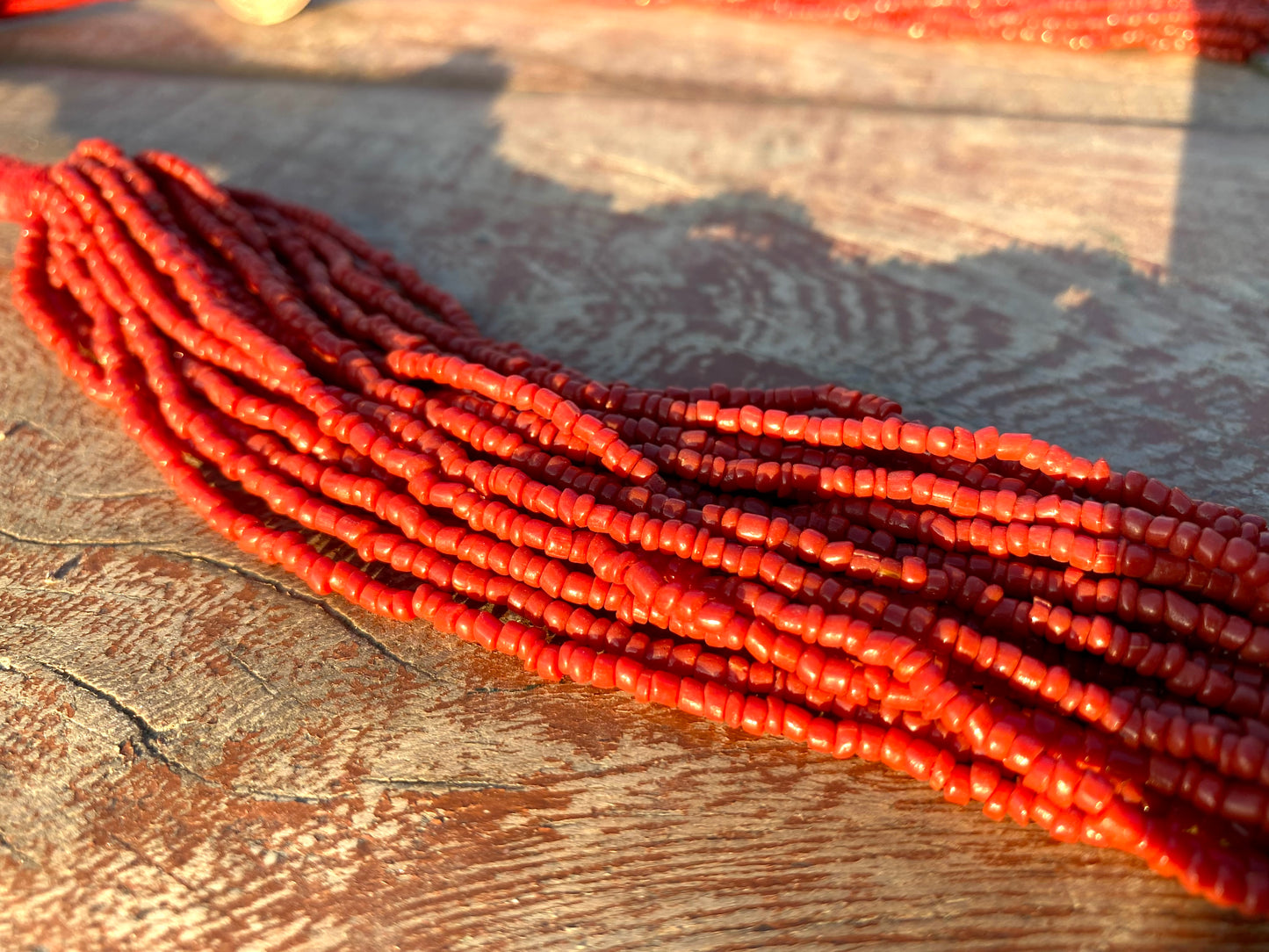 Red Beaded Statement Necklace with Square Accents