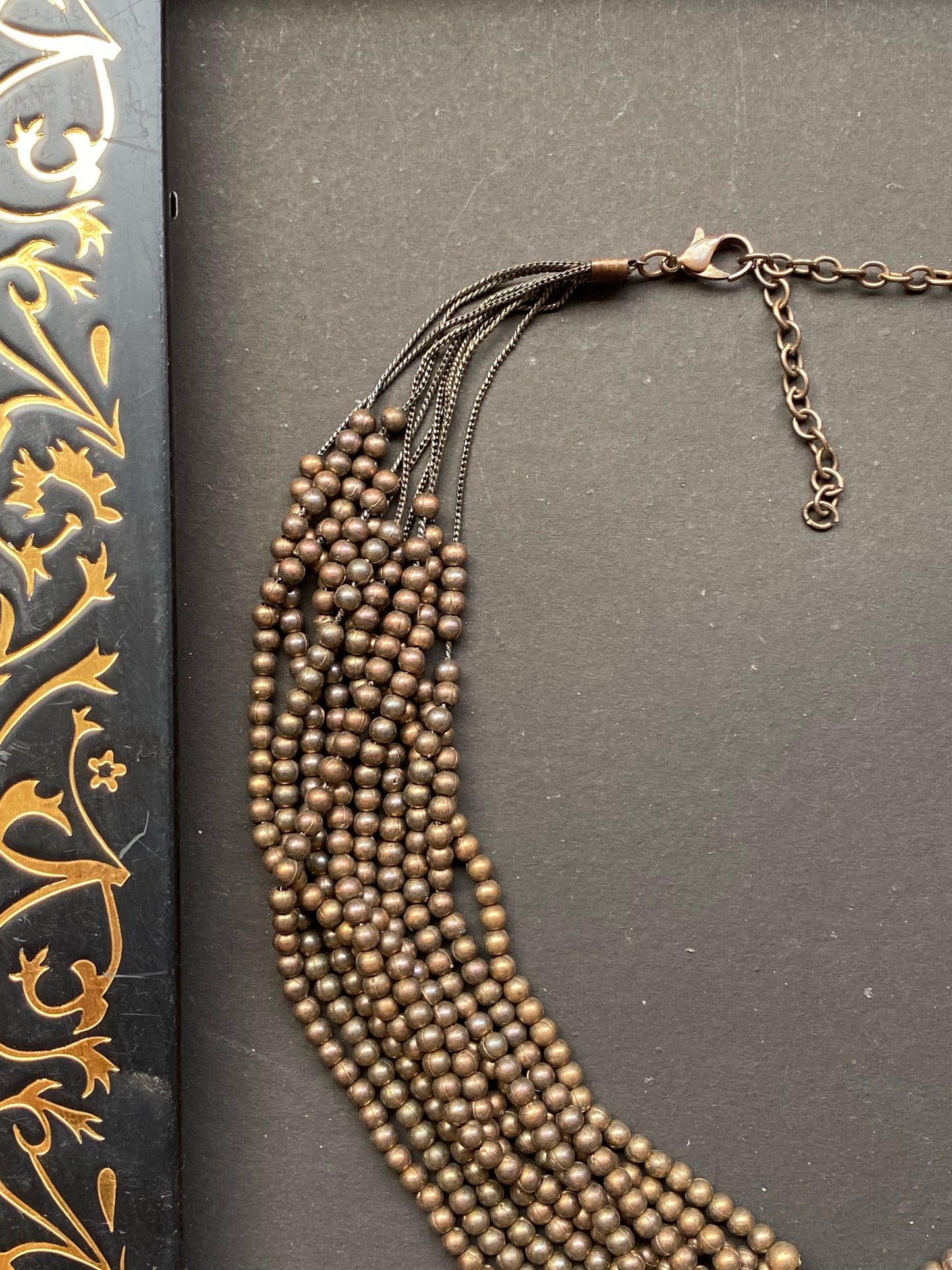 Antique Bronze Multi-Strand Beaded Necklace