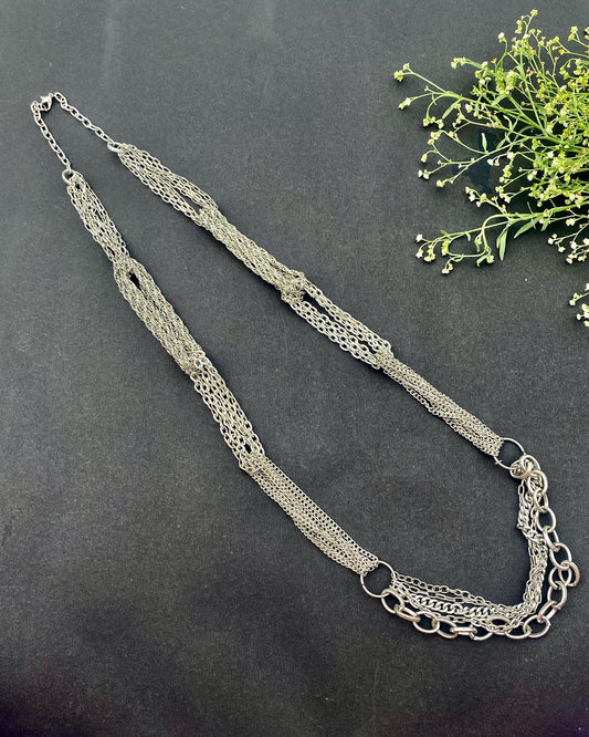 Layered Silver-Tone Chain Statement Necklace