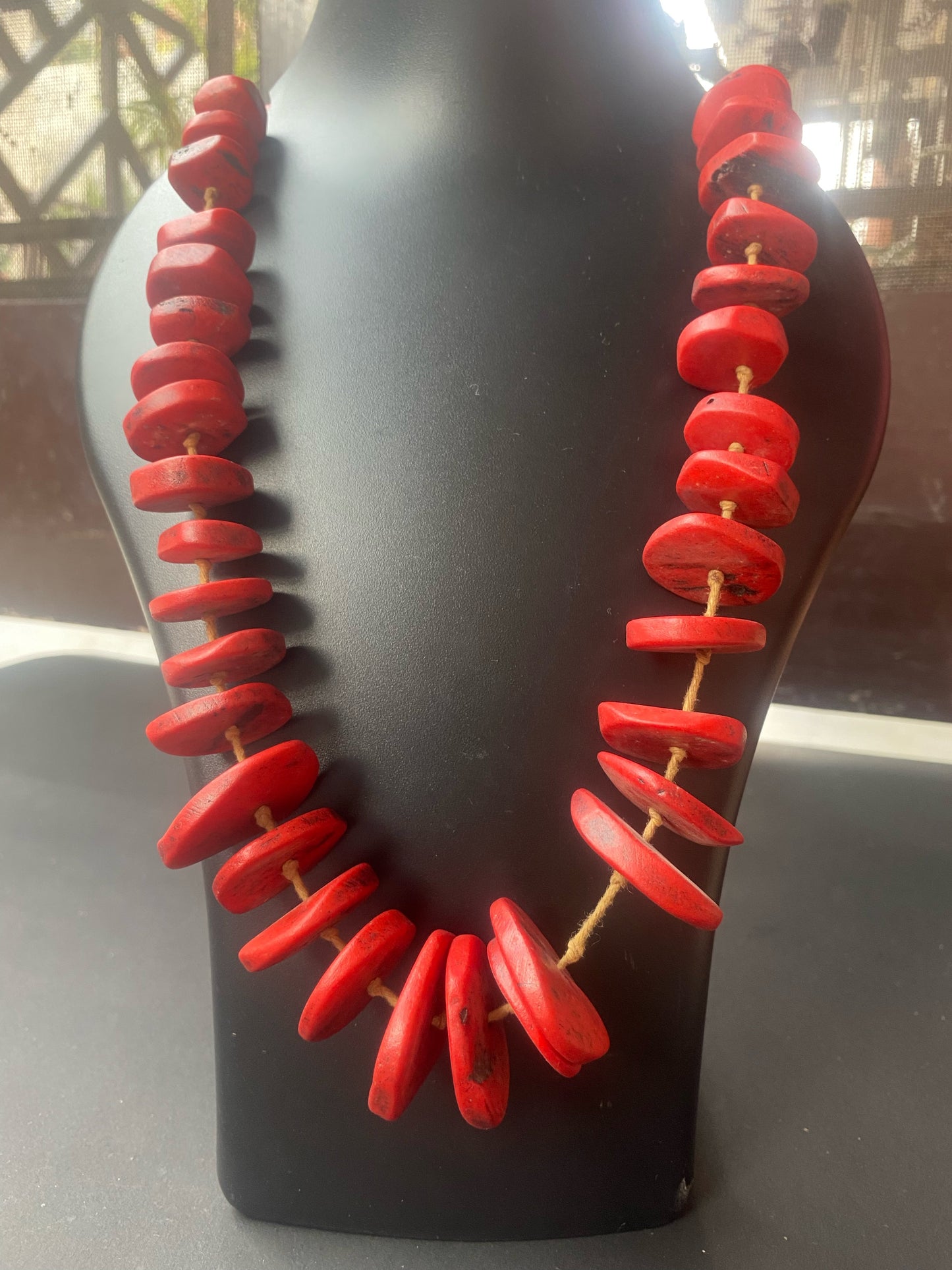 Rustic Red Beaded Necklace