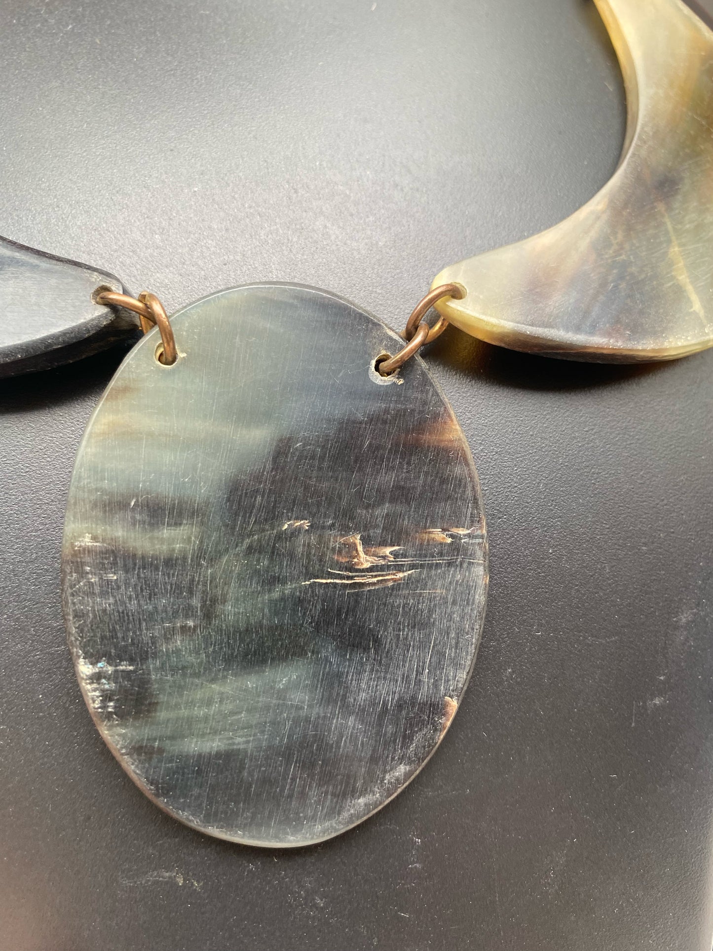 Handcrafted Horn Statement Necklace – Crescent & Oval Design