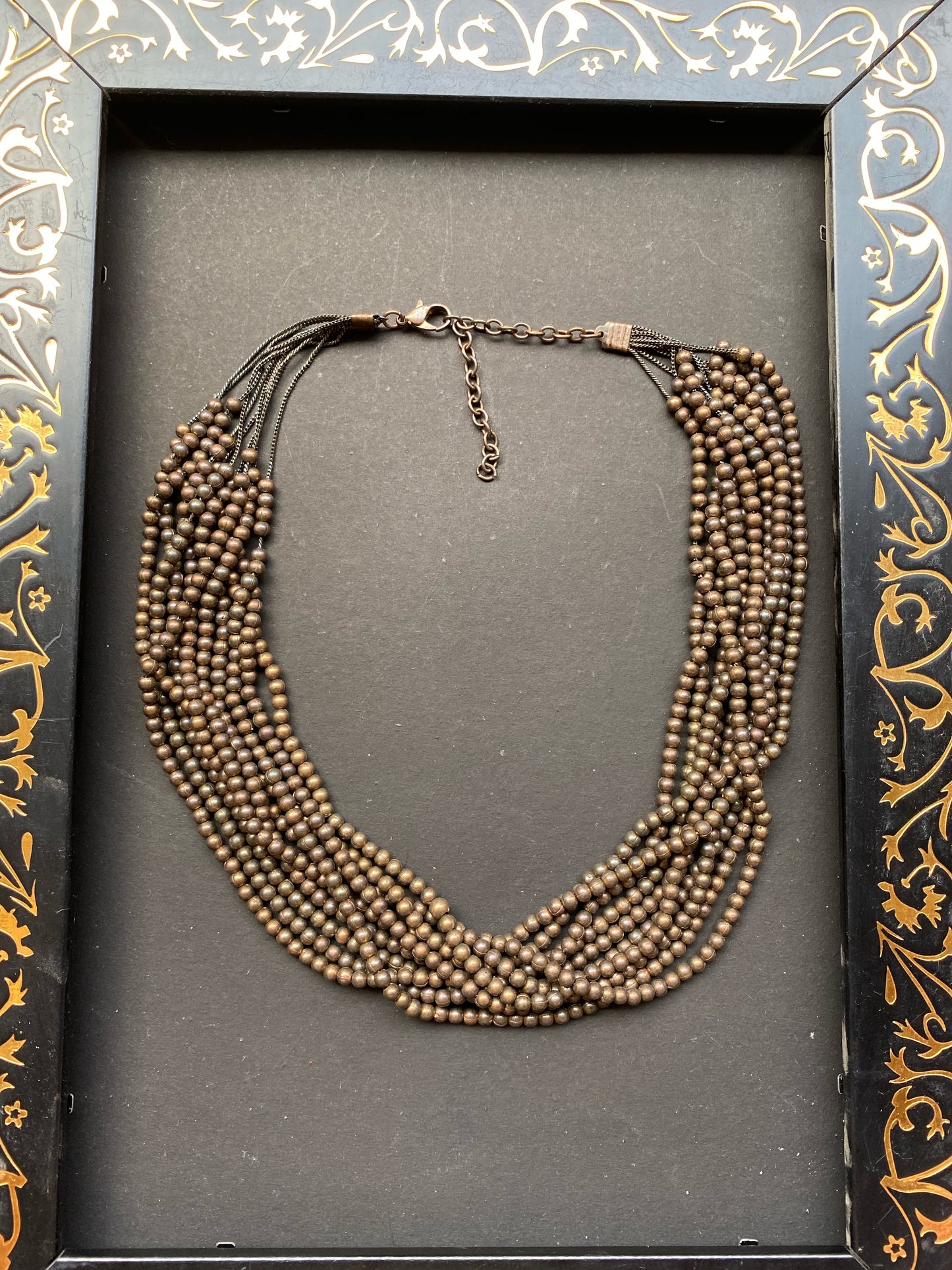 Antique Bronze Multi-Strand Beaded Necklace