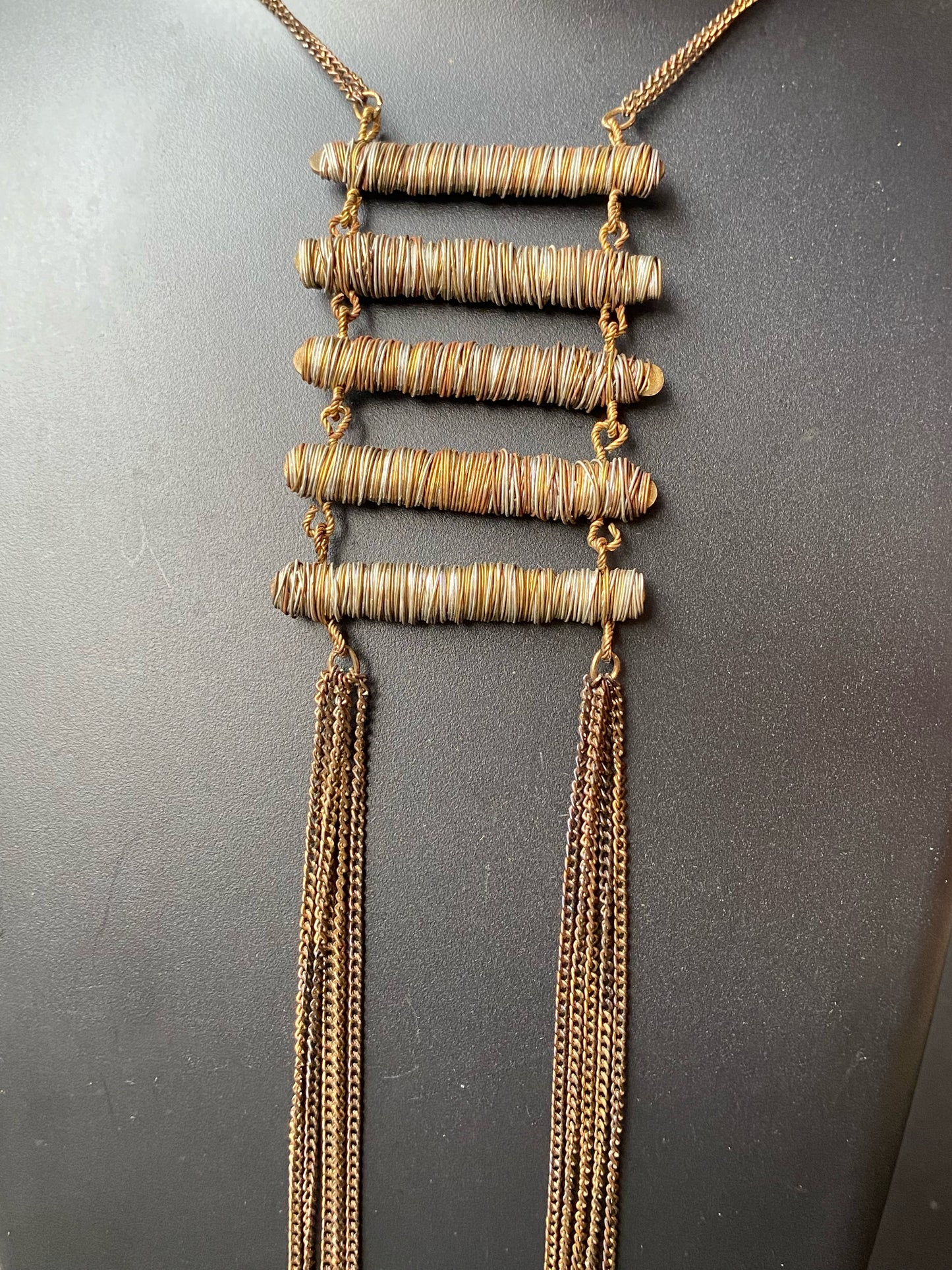 Antique Bronze Ladder Pendant Necklace