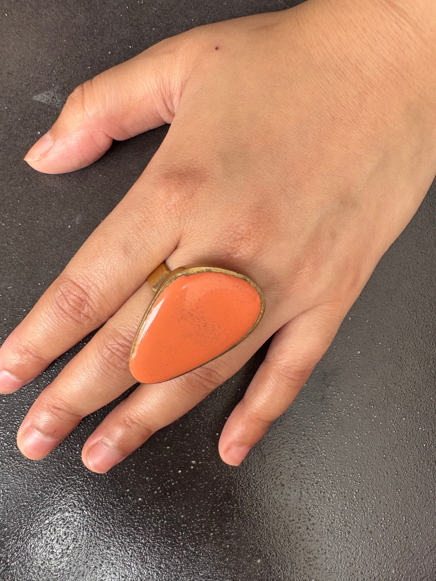 Bold Orange Stone Statement Ring