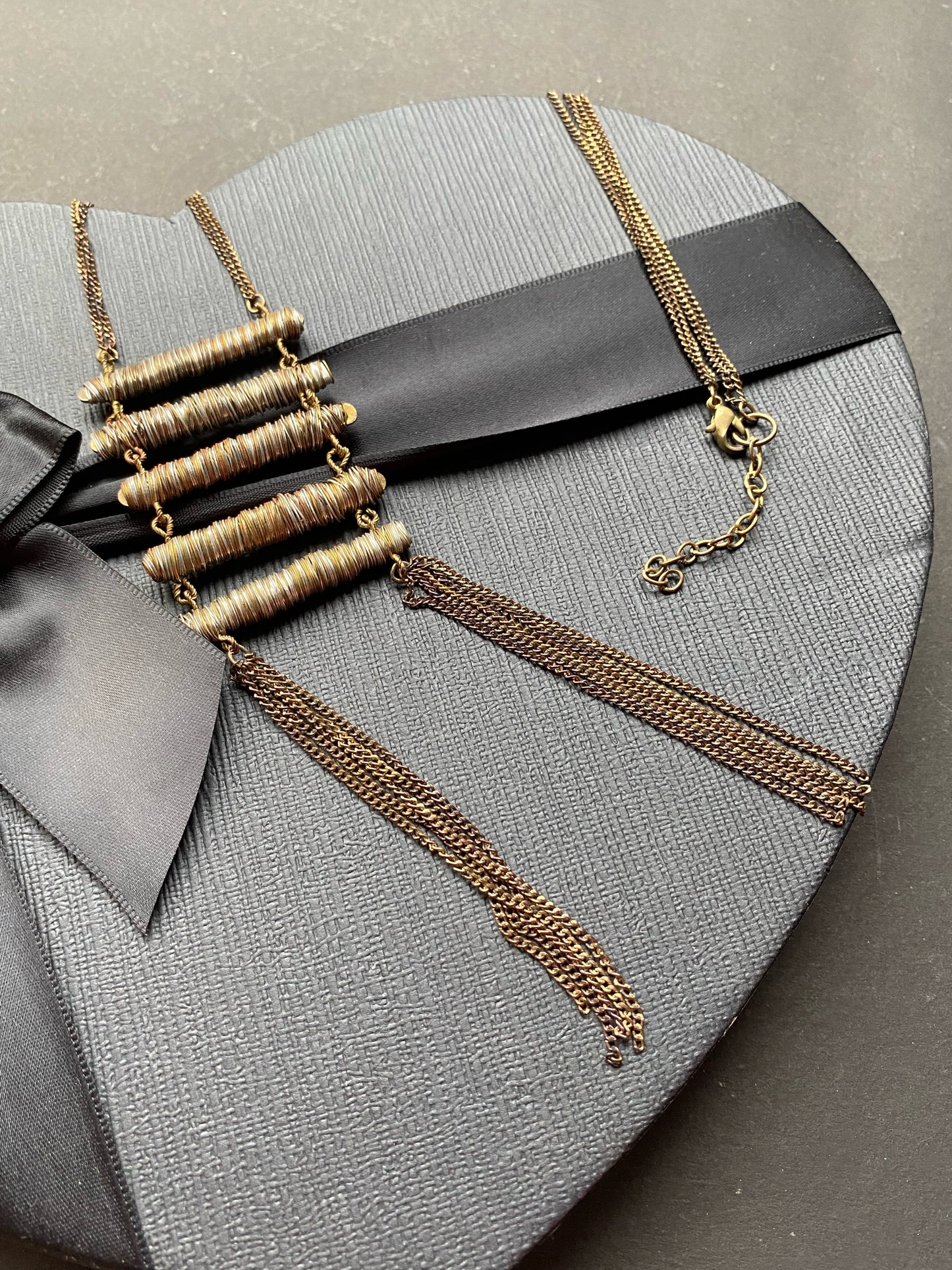 Antique Bronze Ladder Pendant Necklace