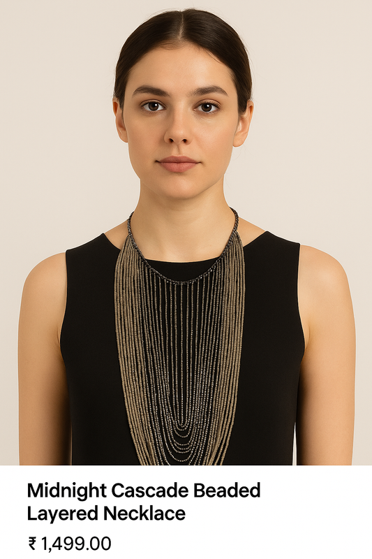 Midnight Cascade Beaded Layered Necklace