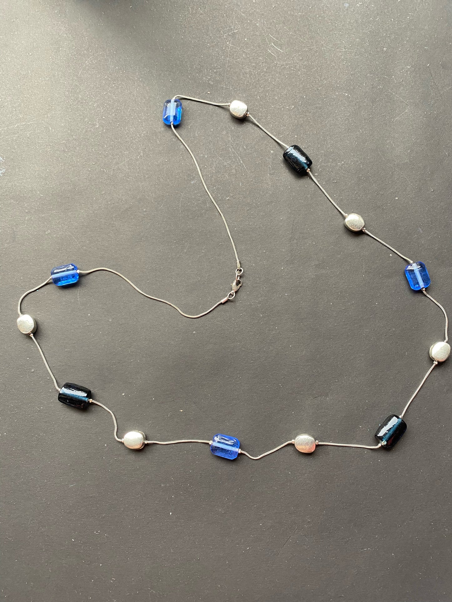 Blue & Silver Dual-Strand Statement Necklace
