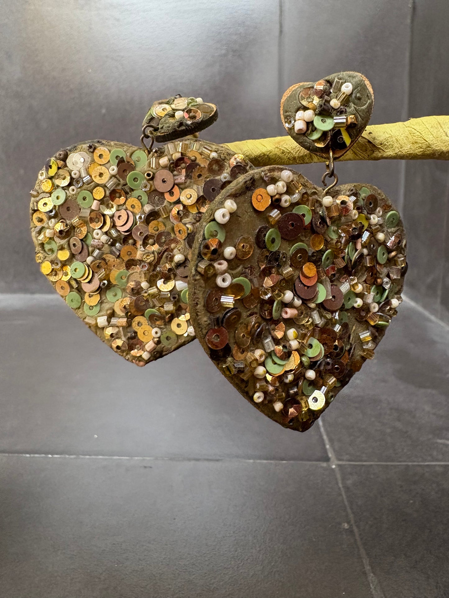 Heart Sequin Statement Earrings