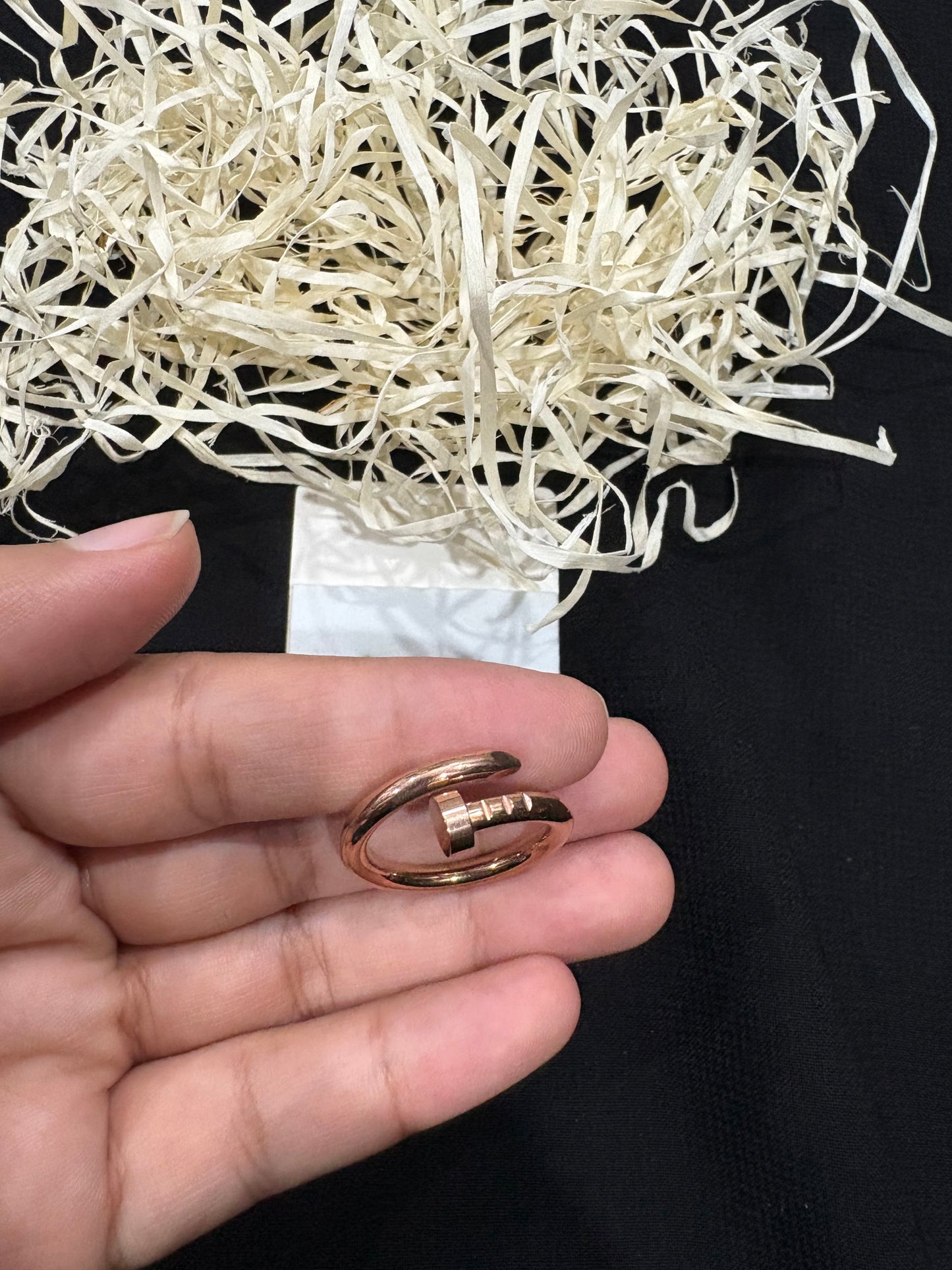 Rose Gold Nail-Inspired Adjustable Ring