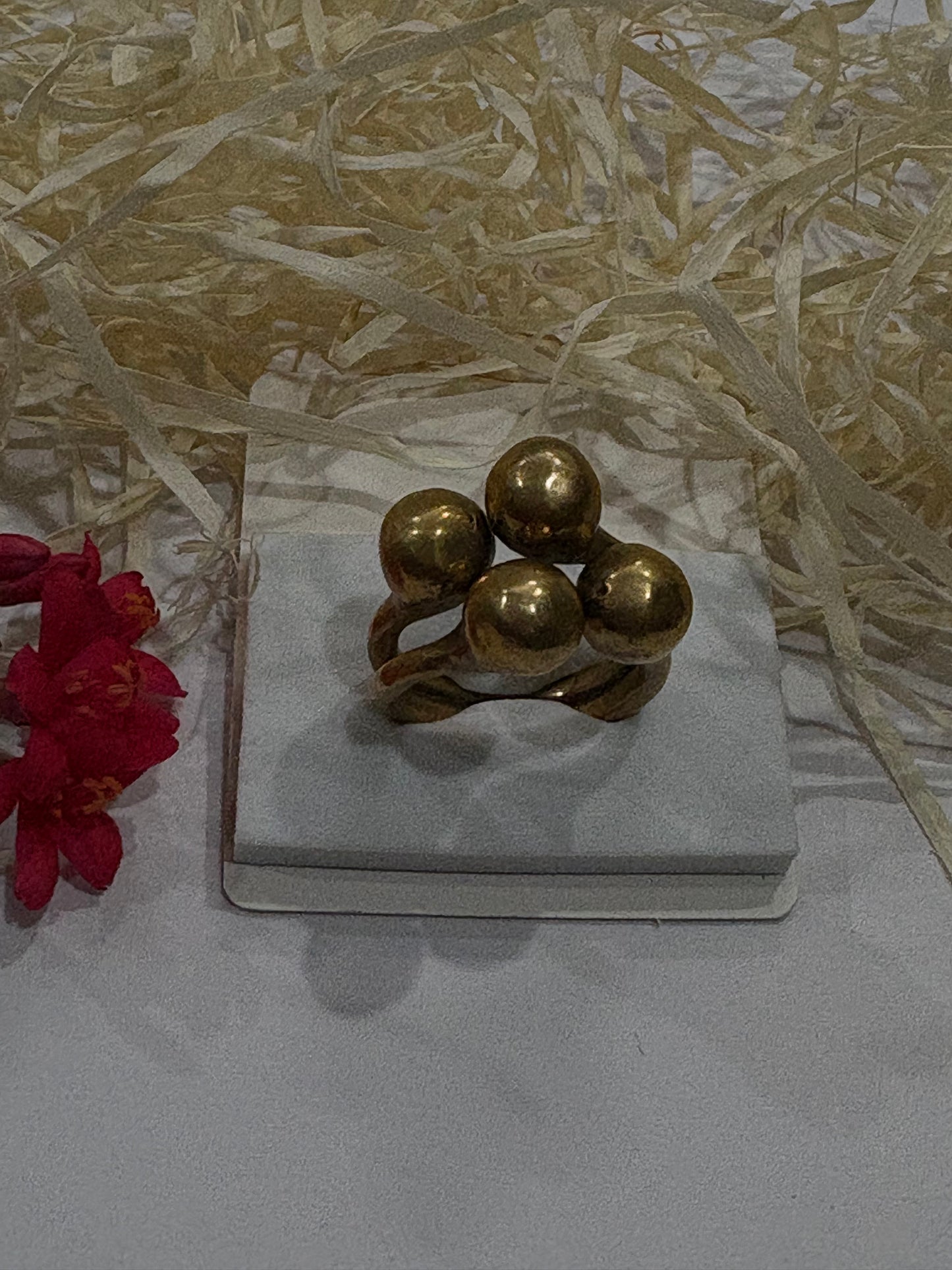 Bold Brass Cluster Ring – Handcrafted Statement Jewelry