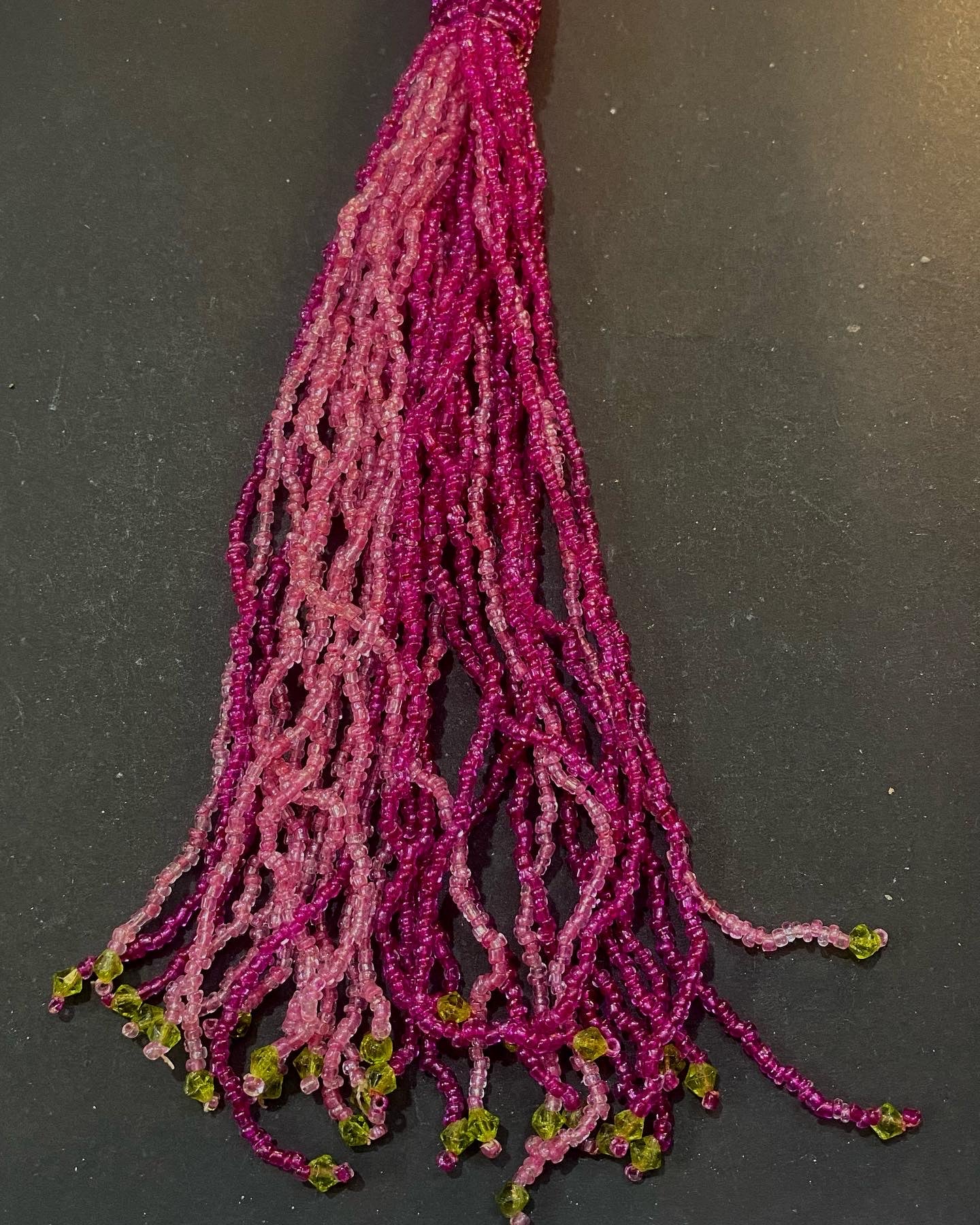 Pink Ombre Beaded Tassel Necklace