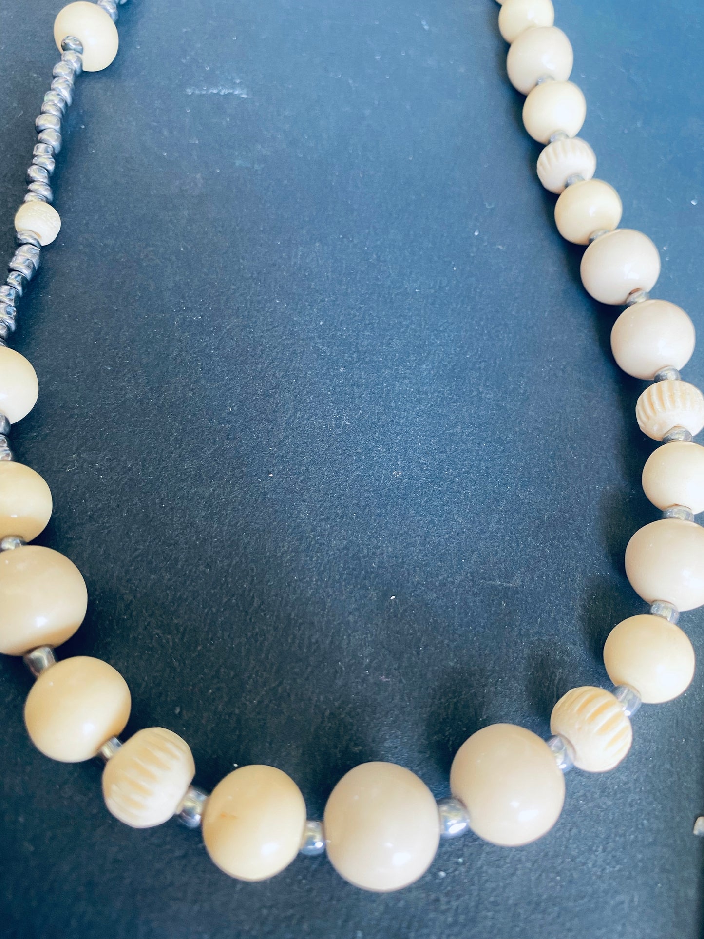 Golden Clay & Black Bead Boho Necklace