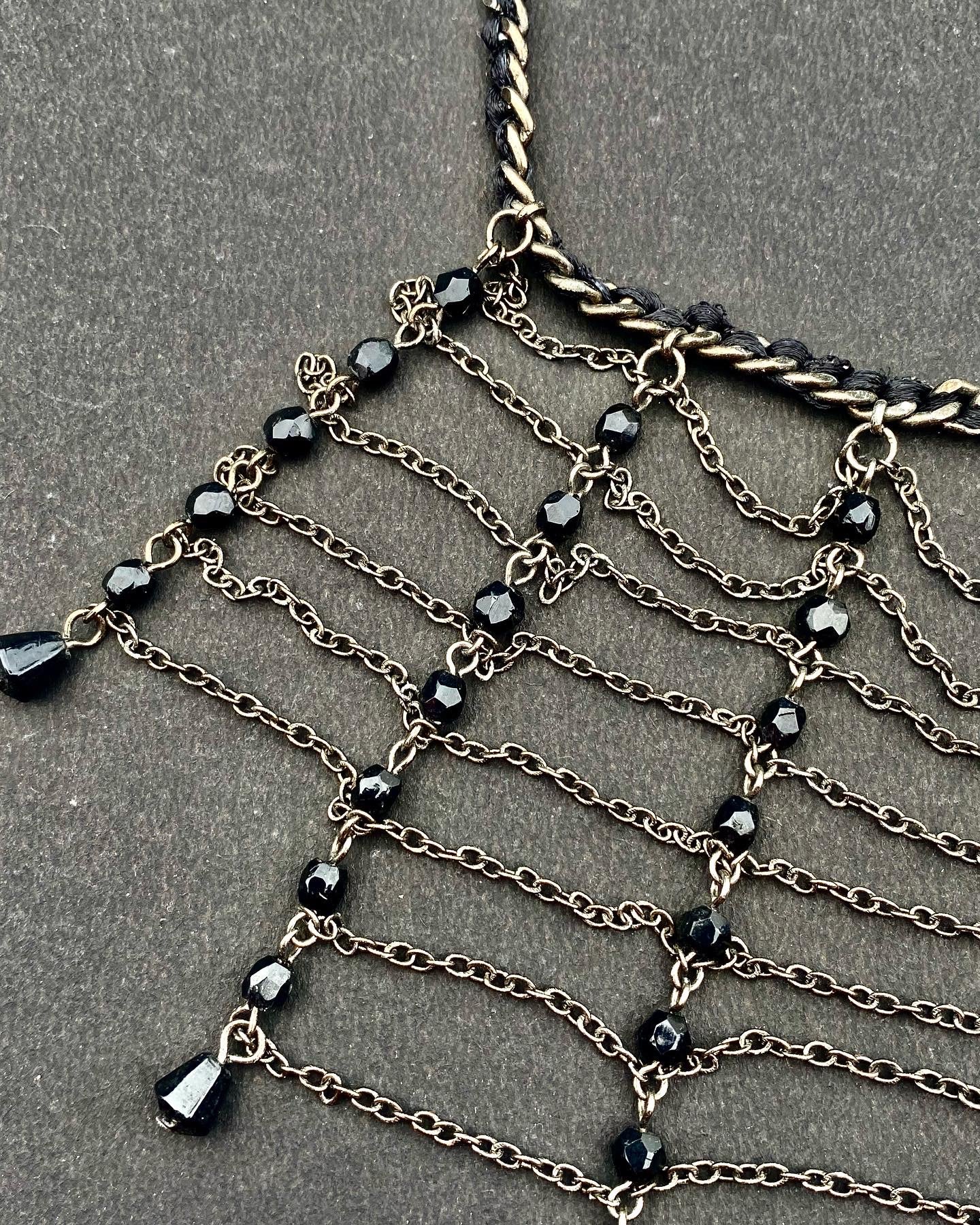 Gothic Black Cascading Chain Fringe Necklace
