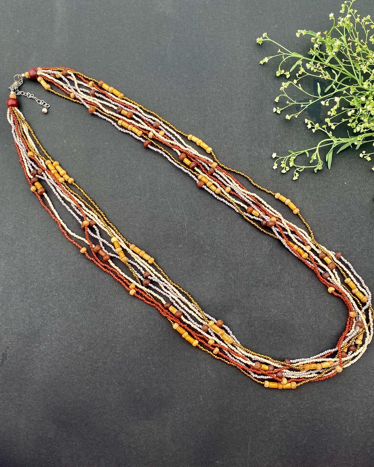 Boho Earthy Beaded Layered Necklace