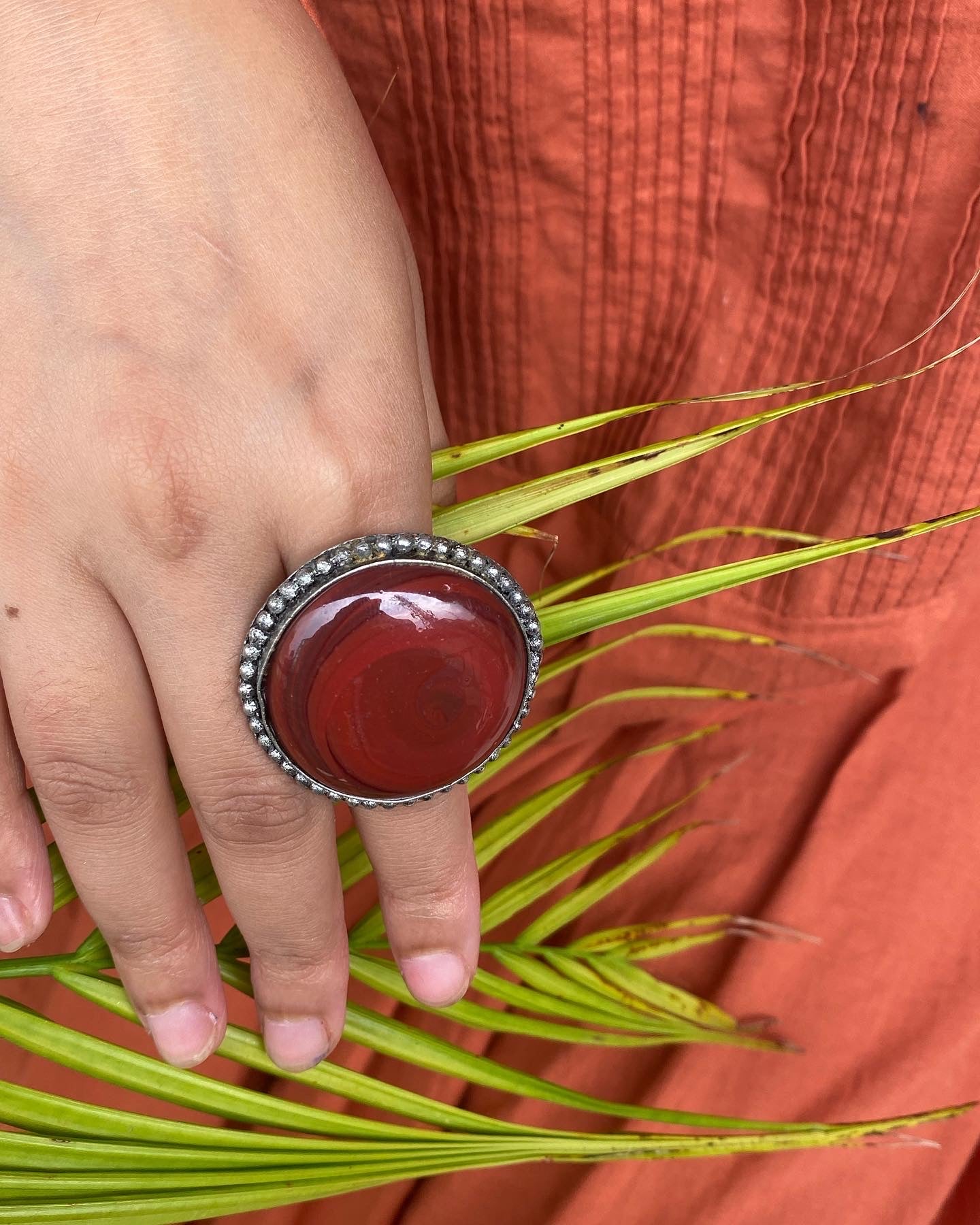 Bold Maroon Stone Statement Ring