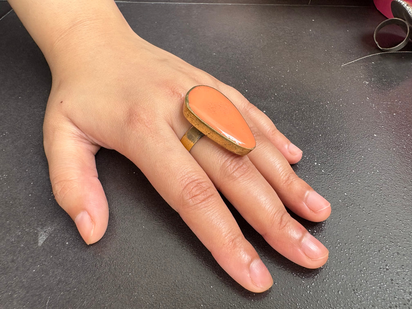 Bold Orange Stone Statement Ring