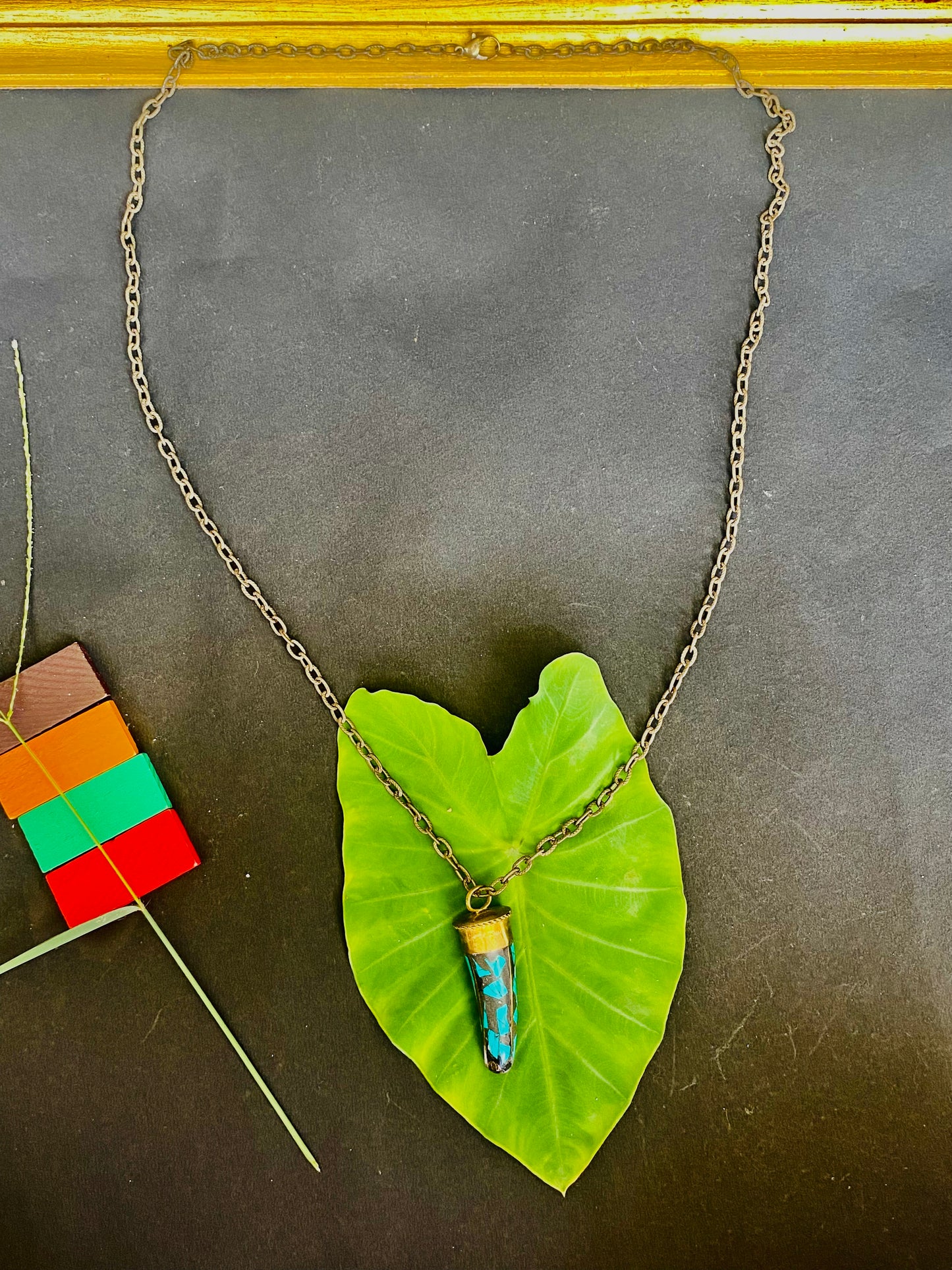 Tribal Blue Spike Pendant Necklace