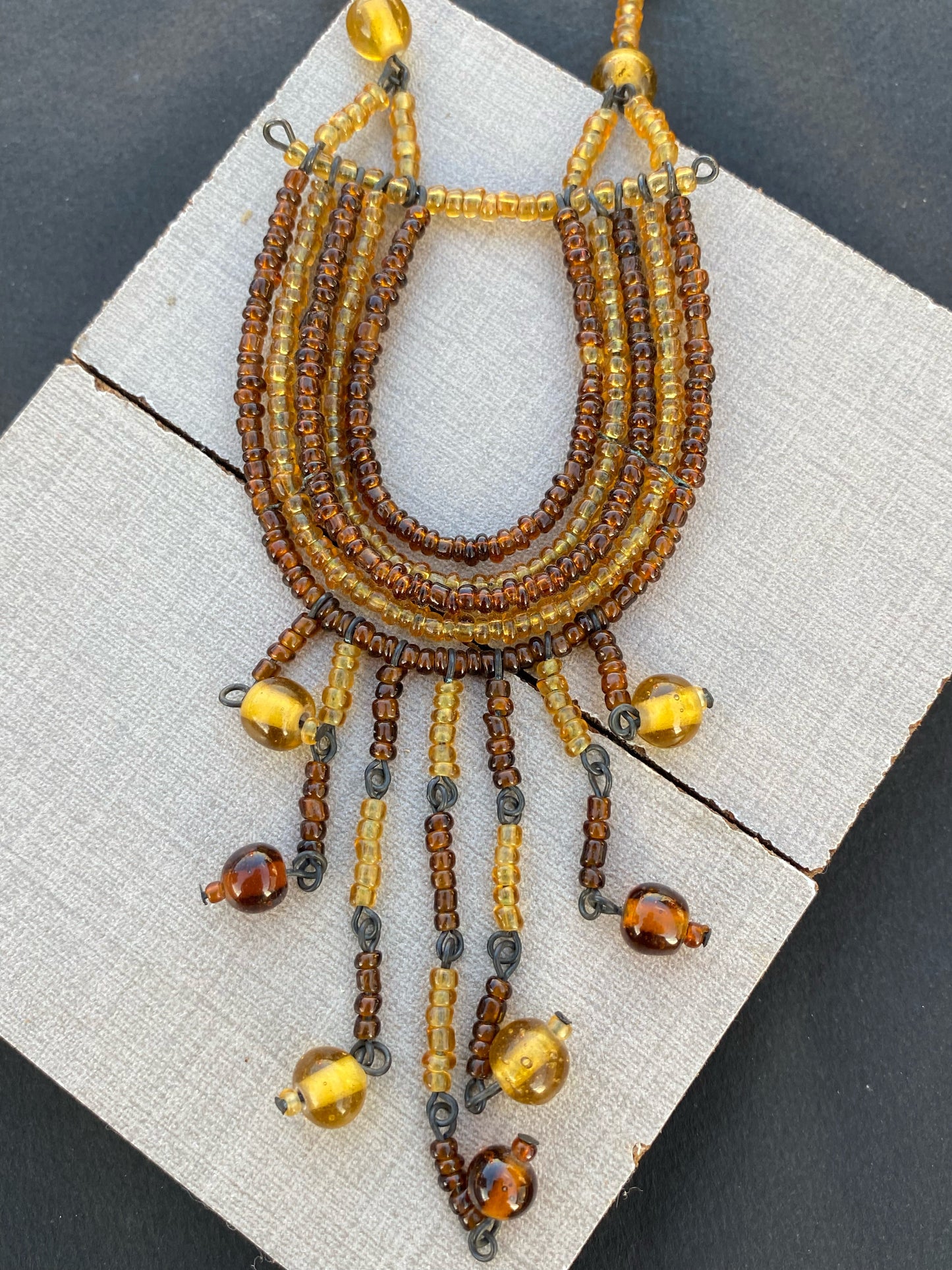 Rustic Earth Beaded Fringe Necklace