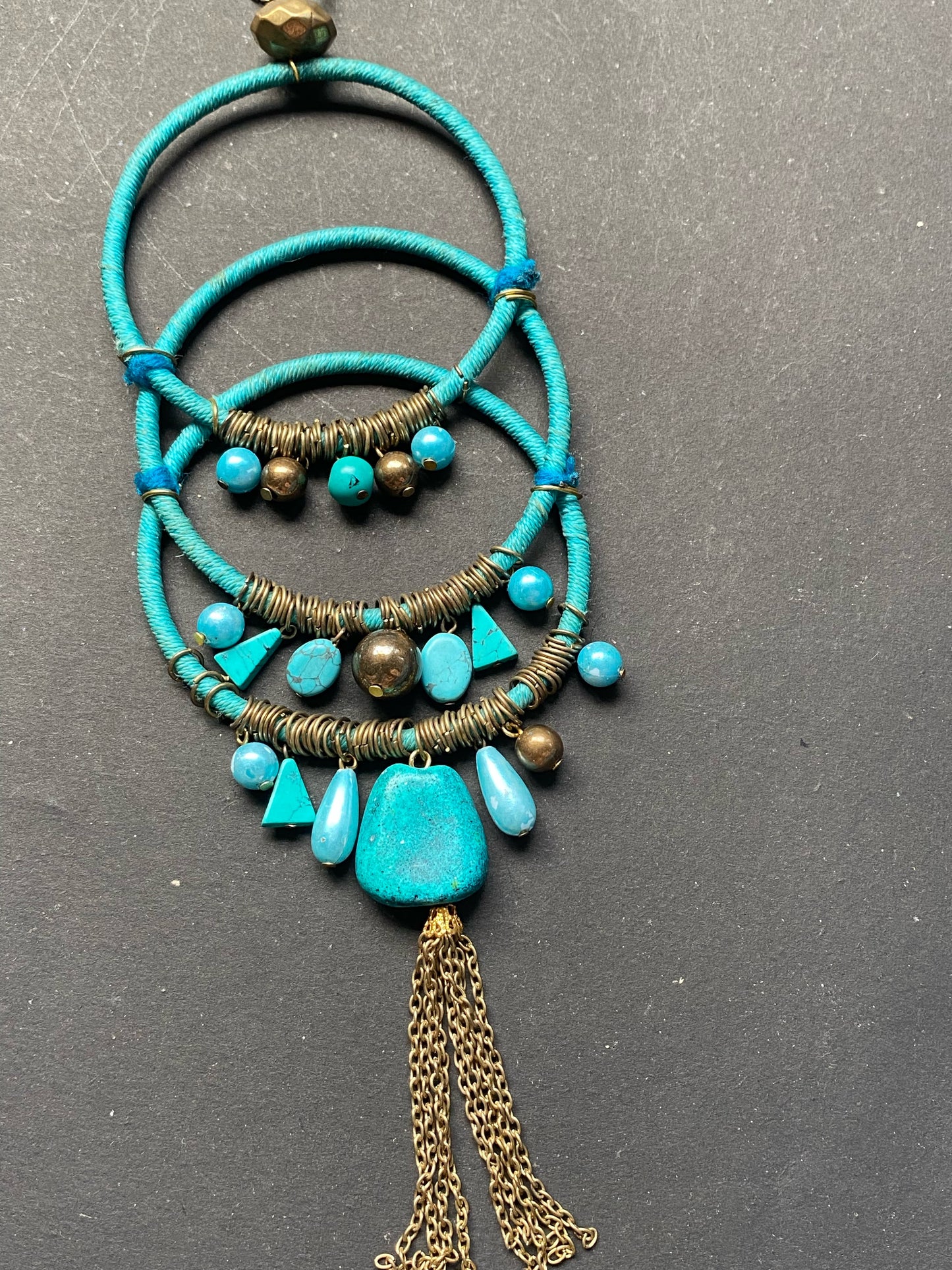 Boho Turquoise Hoop Pendant Necklace