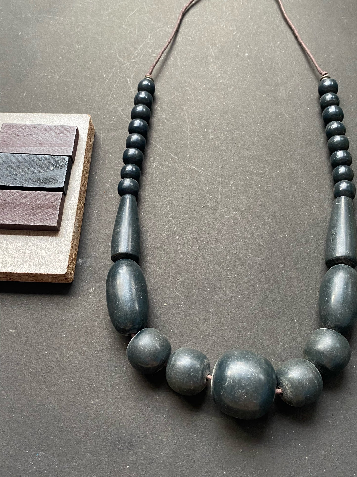 Handcrafted Ebony Bead Statement Necklace
