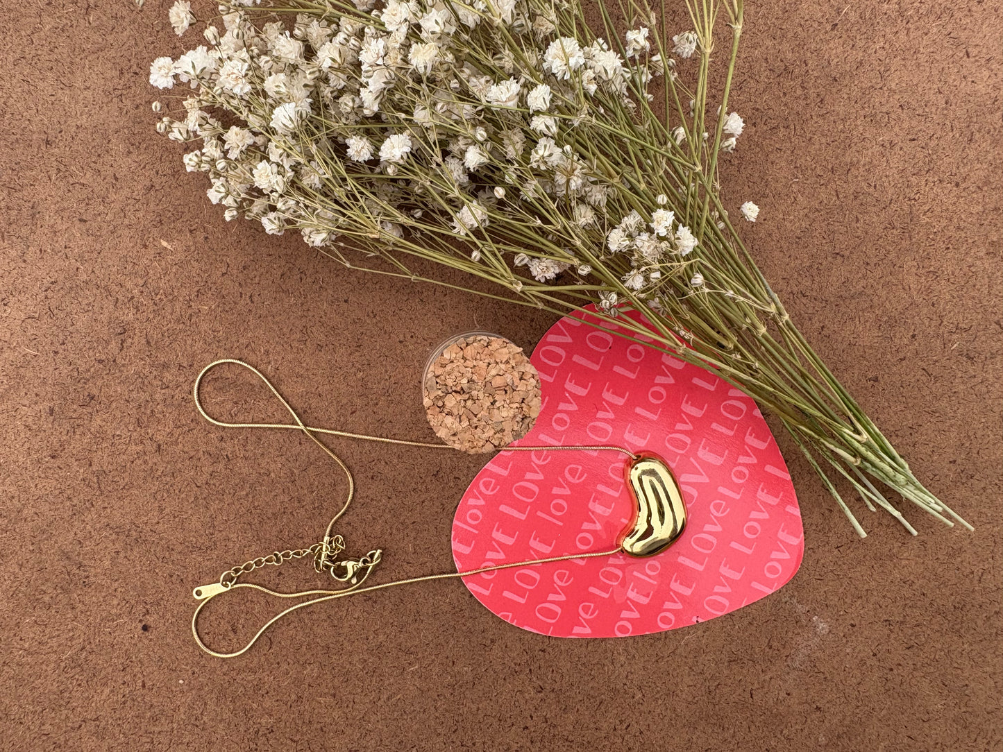 Golden Bean Pendant Necklace