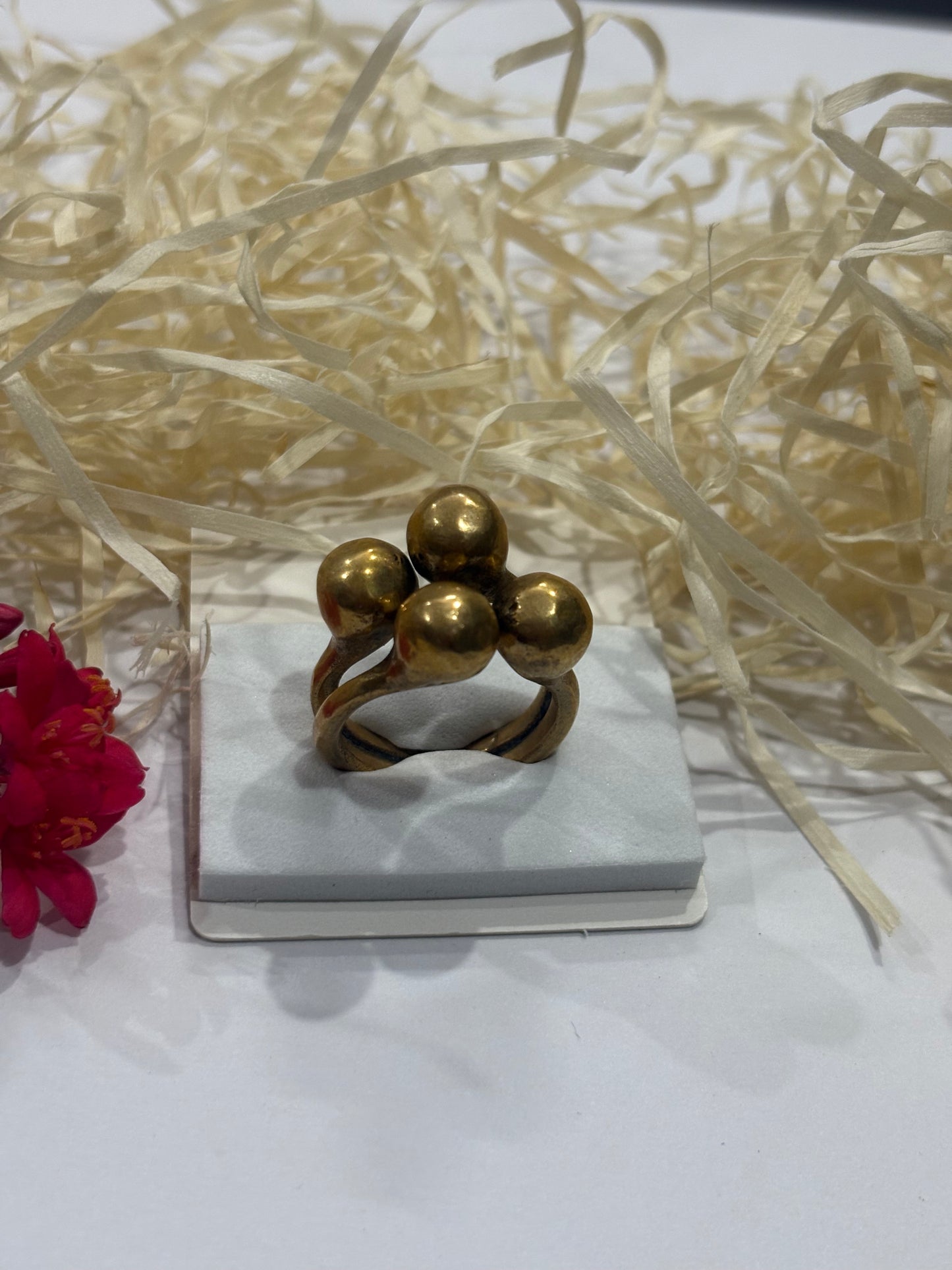 Bold Brass Cluster Ring – Handcrafted Statement Jewelry