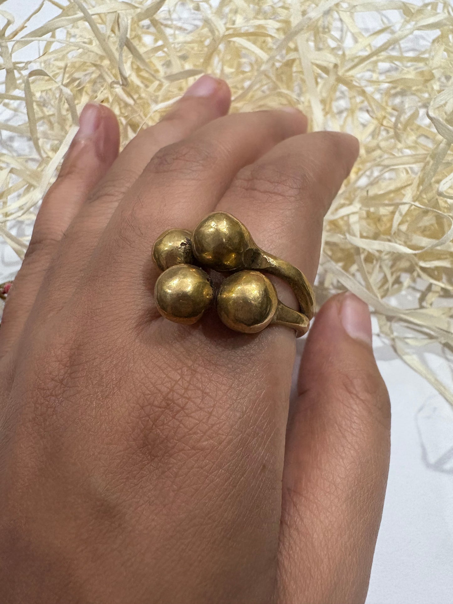 Bold Brass Cluster Ring – Handcrafted Statement Jewelry