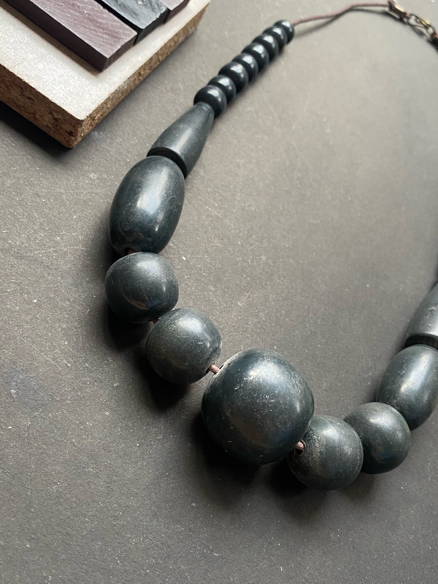 Handcrafted Ebony Bead Statement Necklace