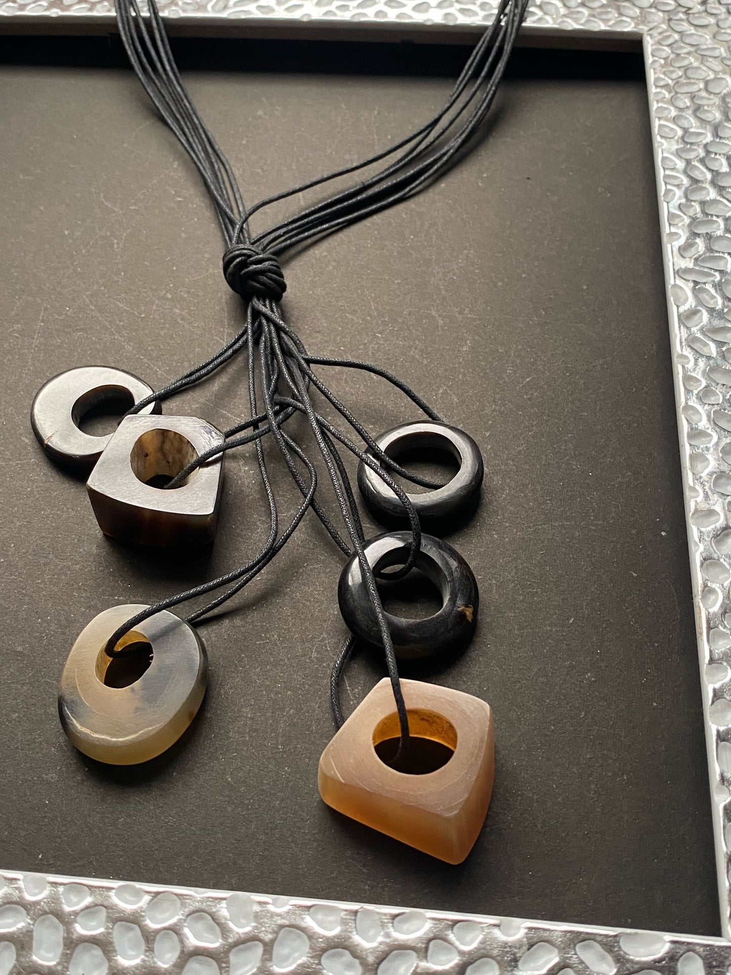 Artisanal Geometric Horn Pendant Necklace