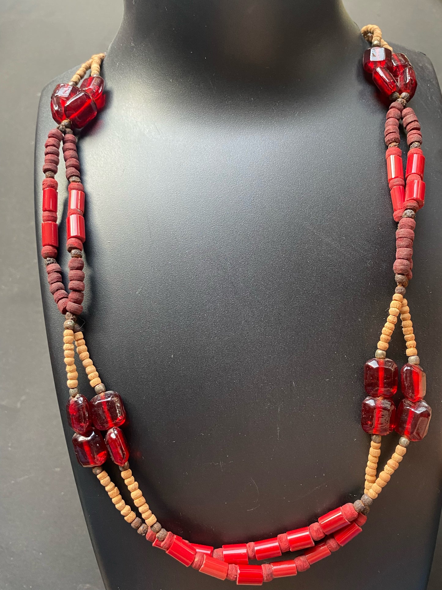 Bohemian Red Beaded Statement Necklace