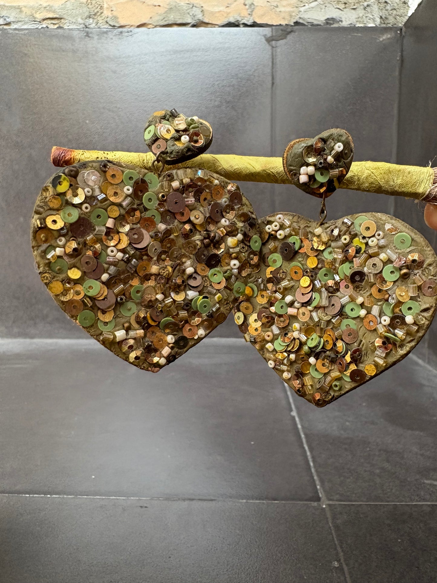 Heart Sequin Statement Earrings