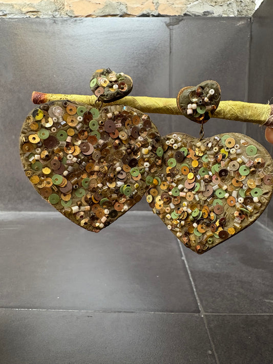Heart Sequin Statement Earrings