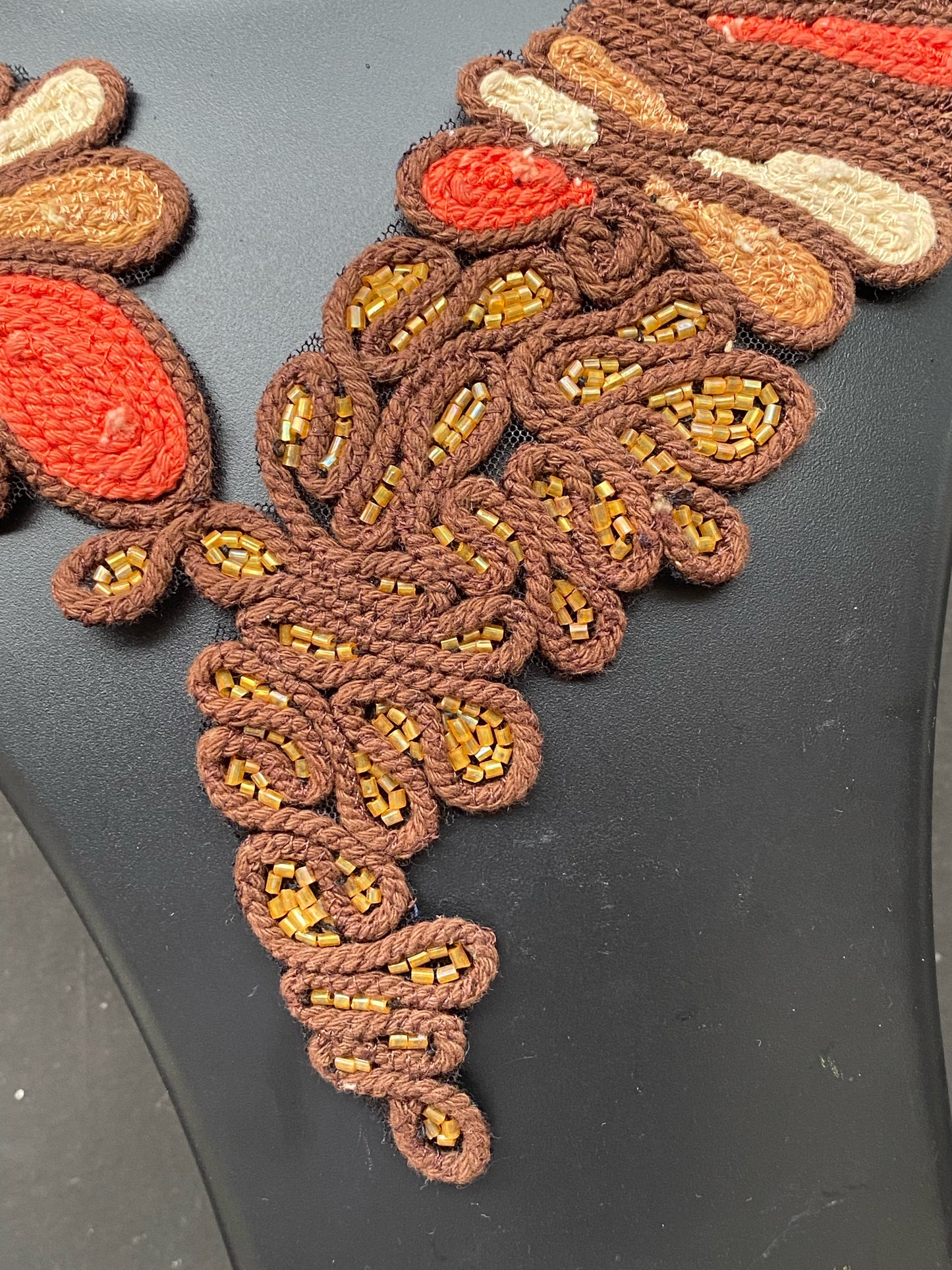 Handcrafted Macrame Statement Necklace – Earthy Brown & Red