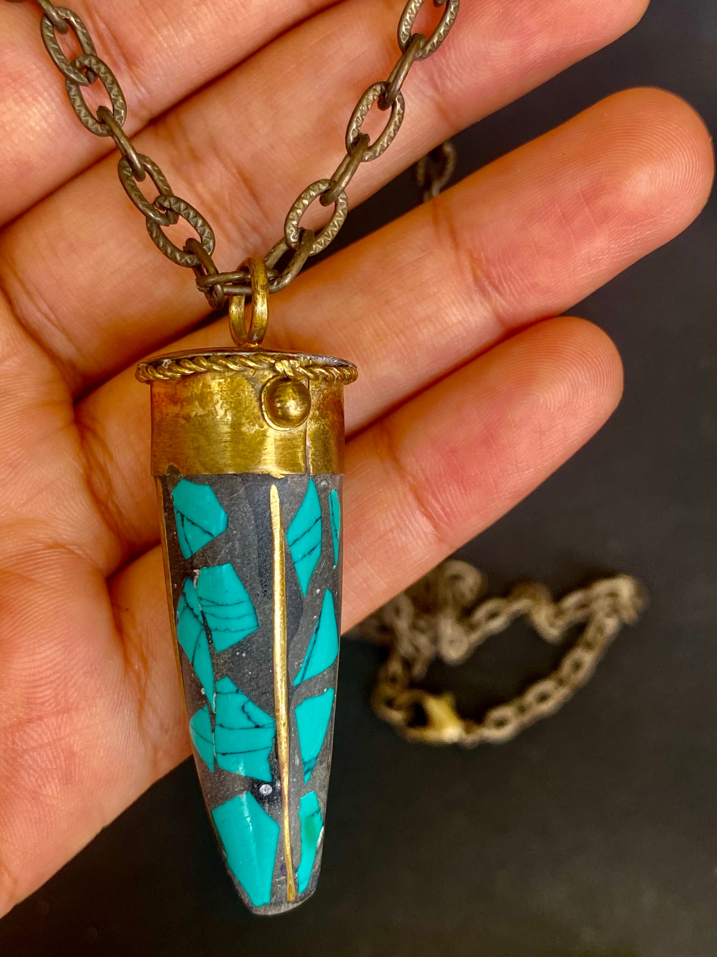 Tribal Blue Spike Pendant Necklace
