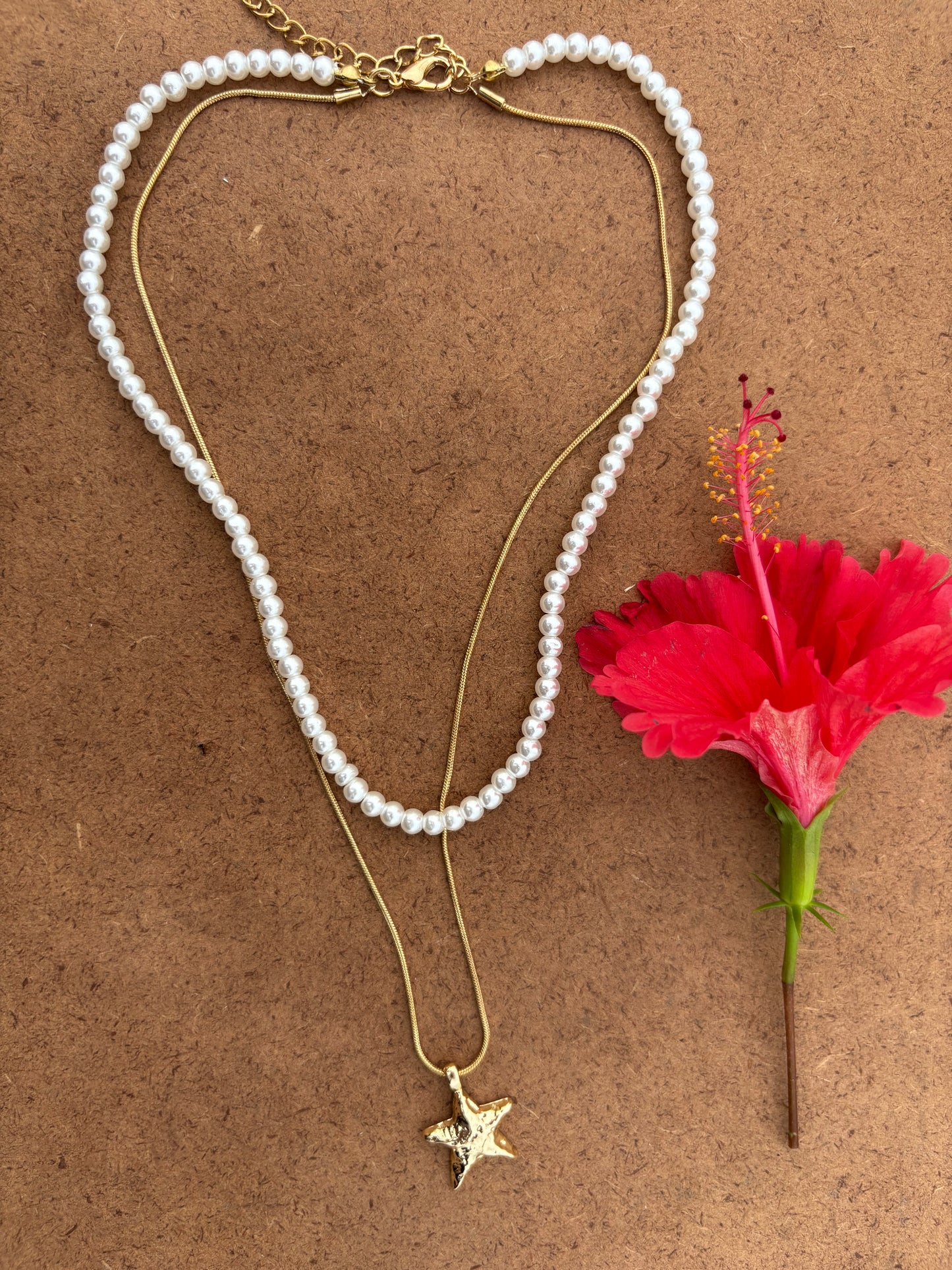 Pearl & Starfish Layered Necklace