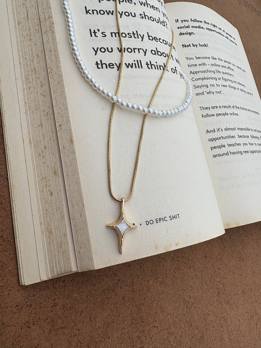 Celestial Pearl & Star Pendant Necklace