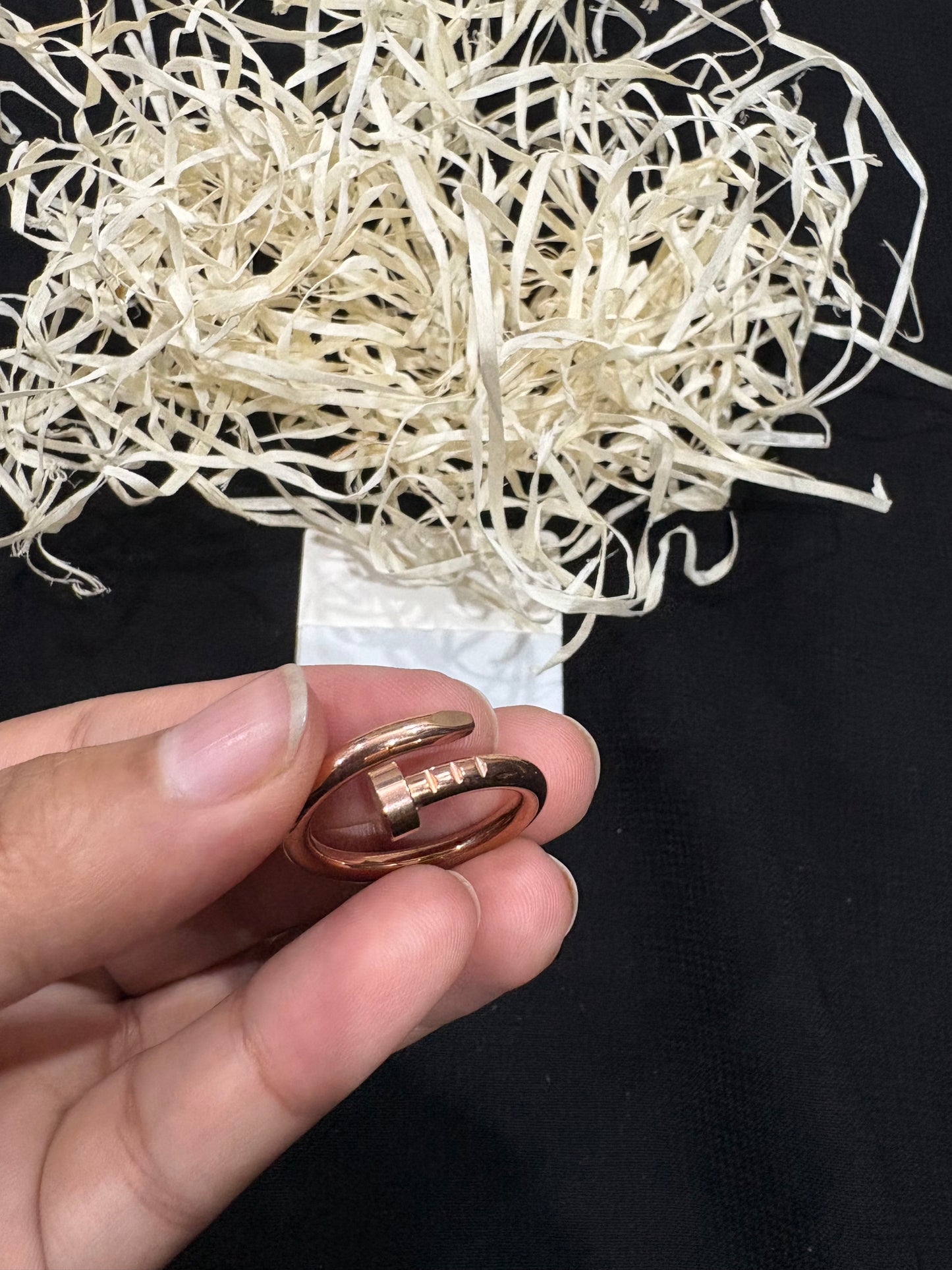 Rose Gold Nail-Inspired Adjustable Ring