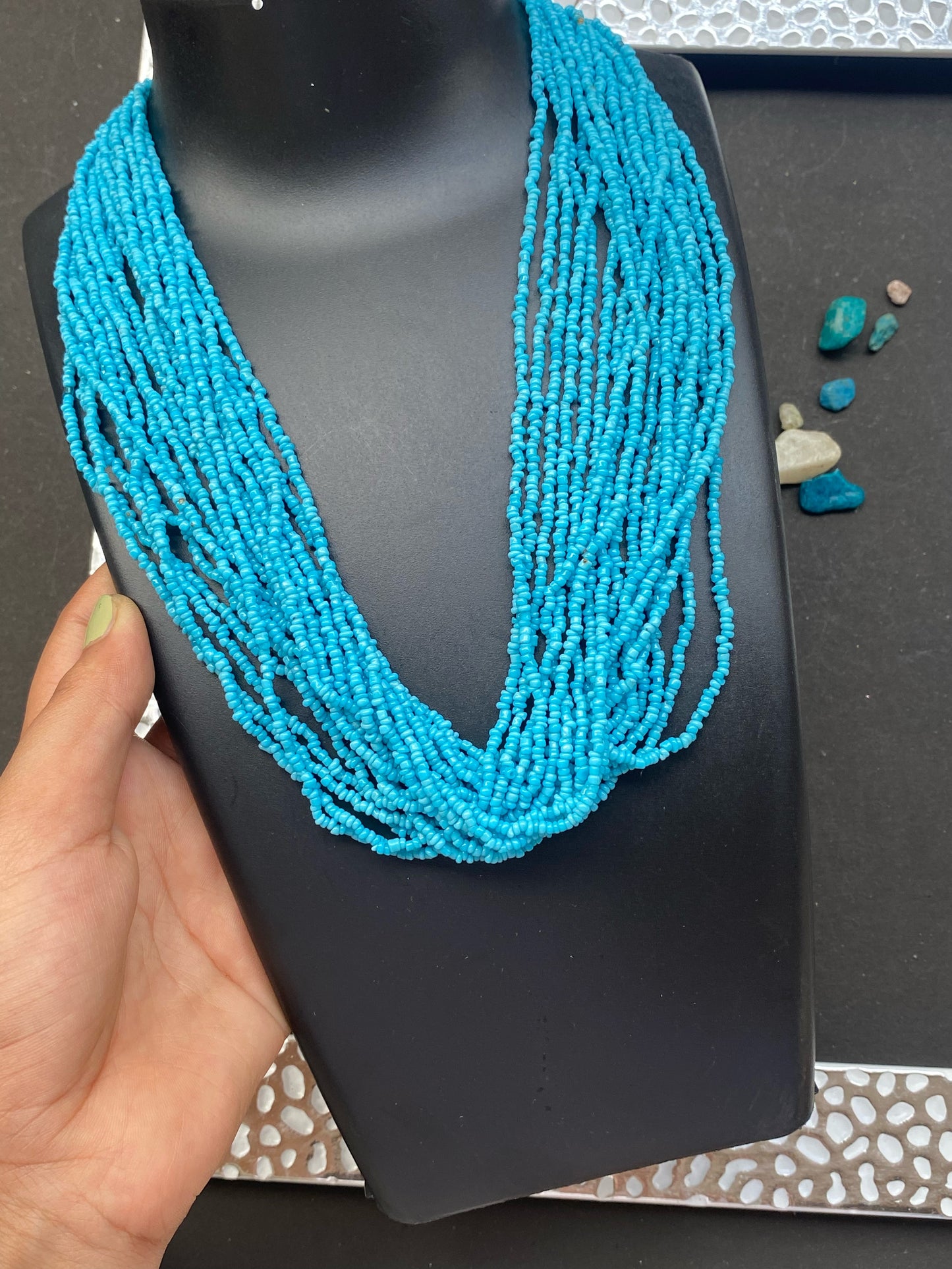 Multi-Strand Turquoise Beaded Necklace – Beachy Boho Vibes