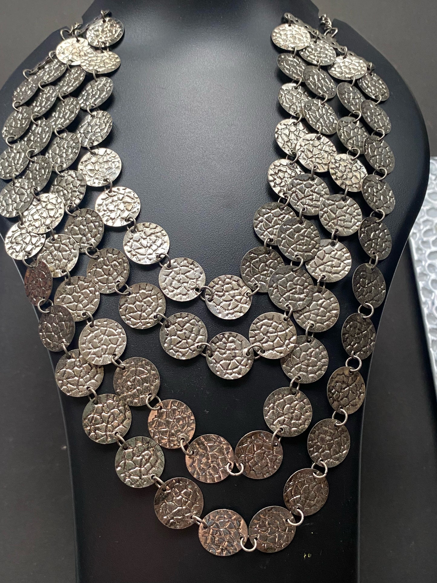 Handcrafted Silver-Toned Coin Statement Necklace