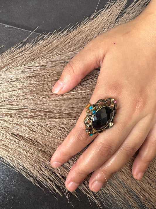 Vintage Black Stone Statement Ring