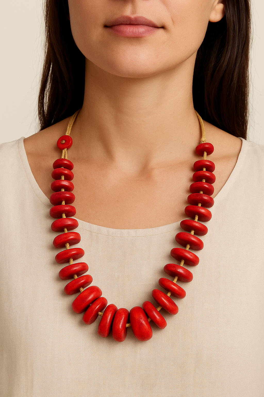 Rustic Red Beaded Necklace